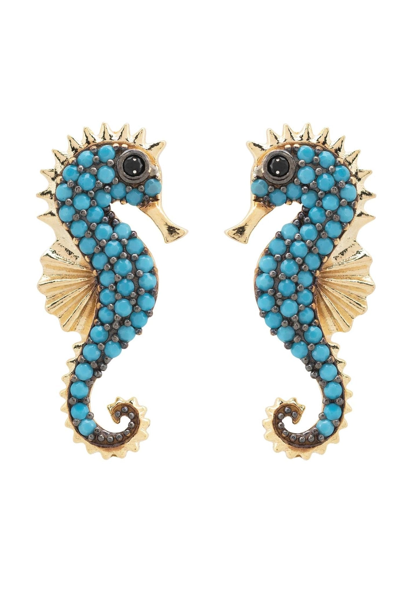 Seahorse Turquoise Earrings Gold