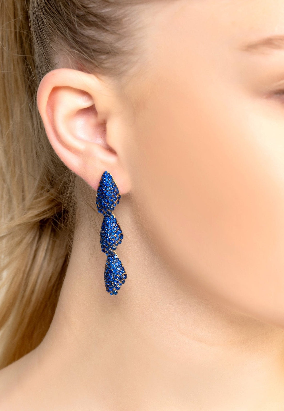 Arabelle Sapphire Blue Earrings Gold