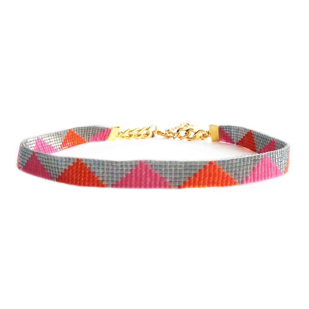 Shine Choker Necklace - Pink / Blue / Silver