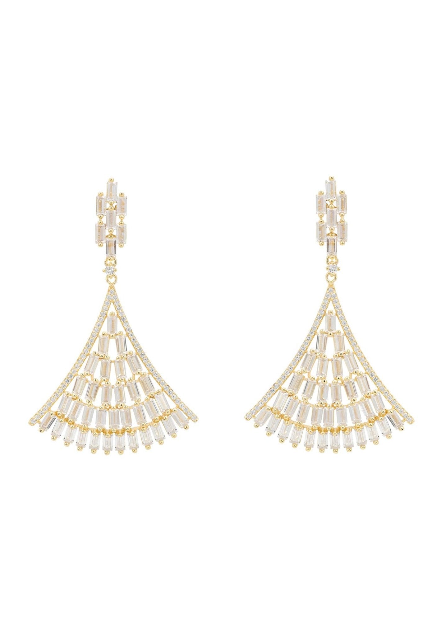 Baguette Fan Tail Earrings Gold