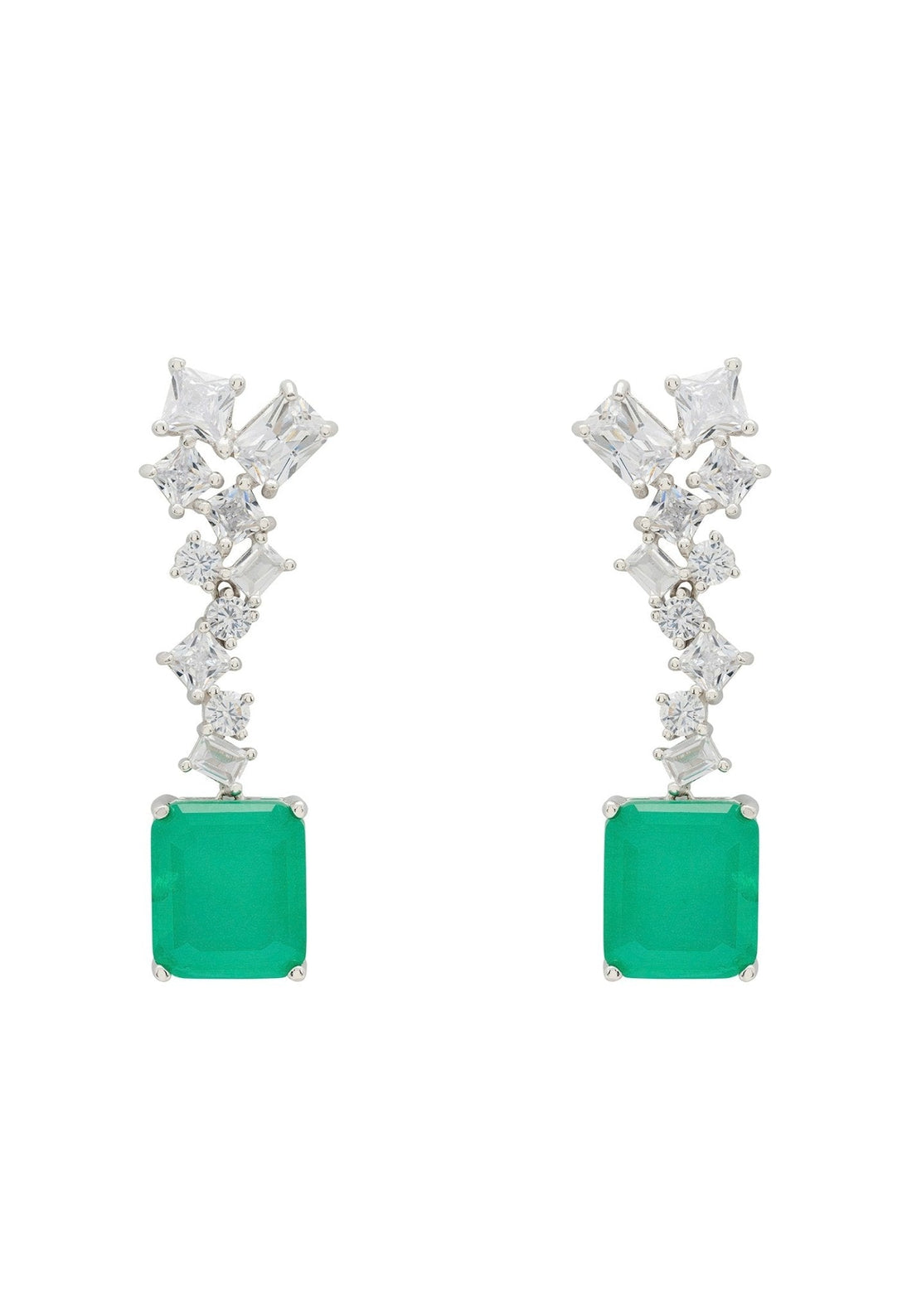 Diana Colombian Emerald Drop Earrings Silver