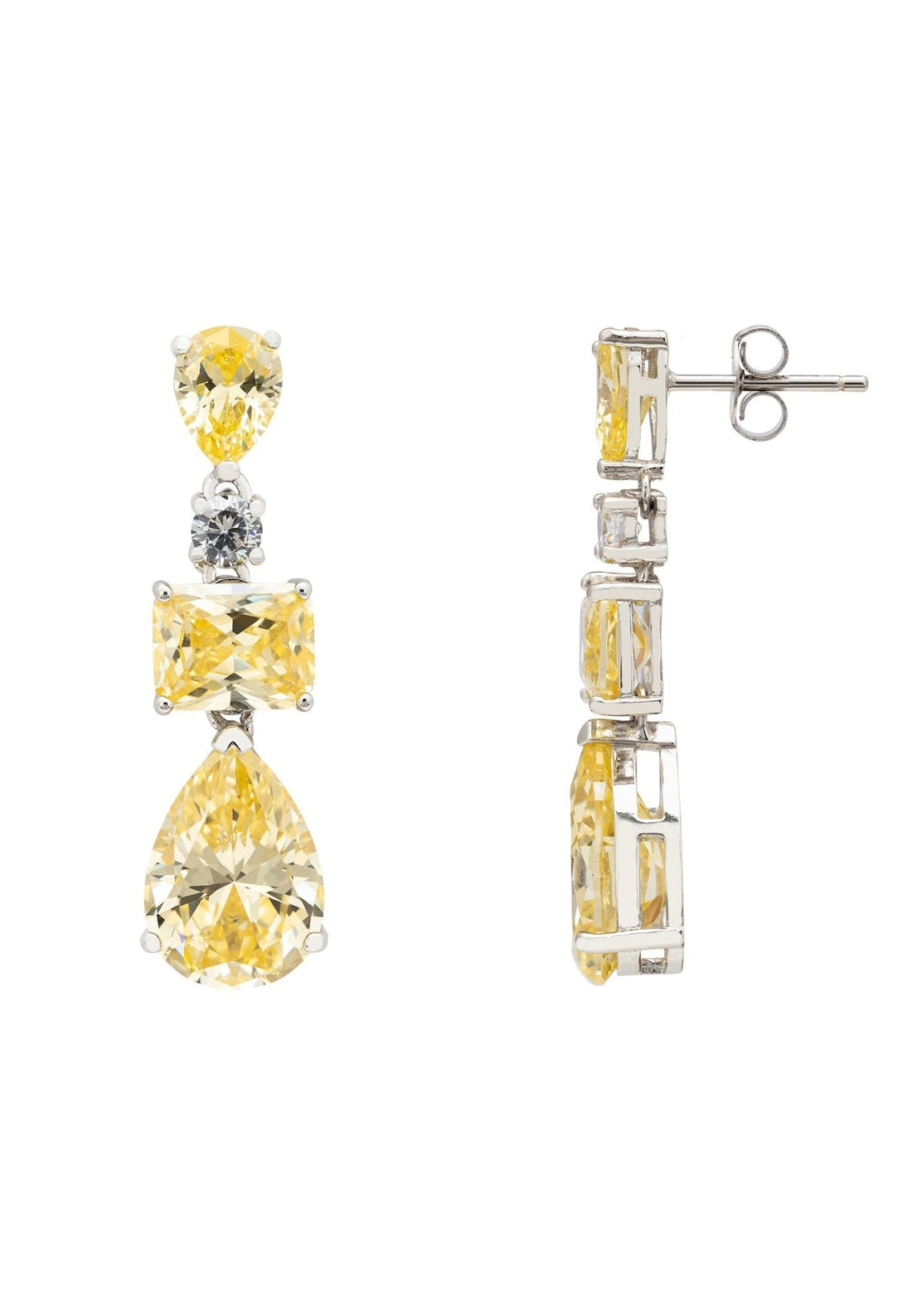 Valentina Drop Earrings Silver Yellow Topaz