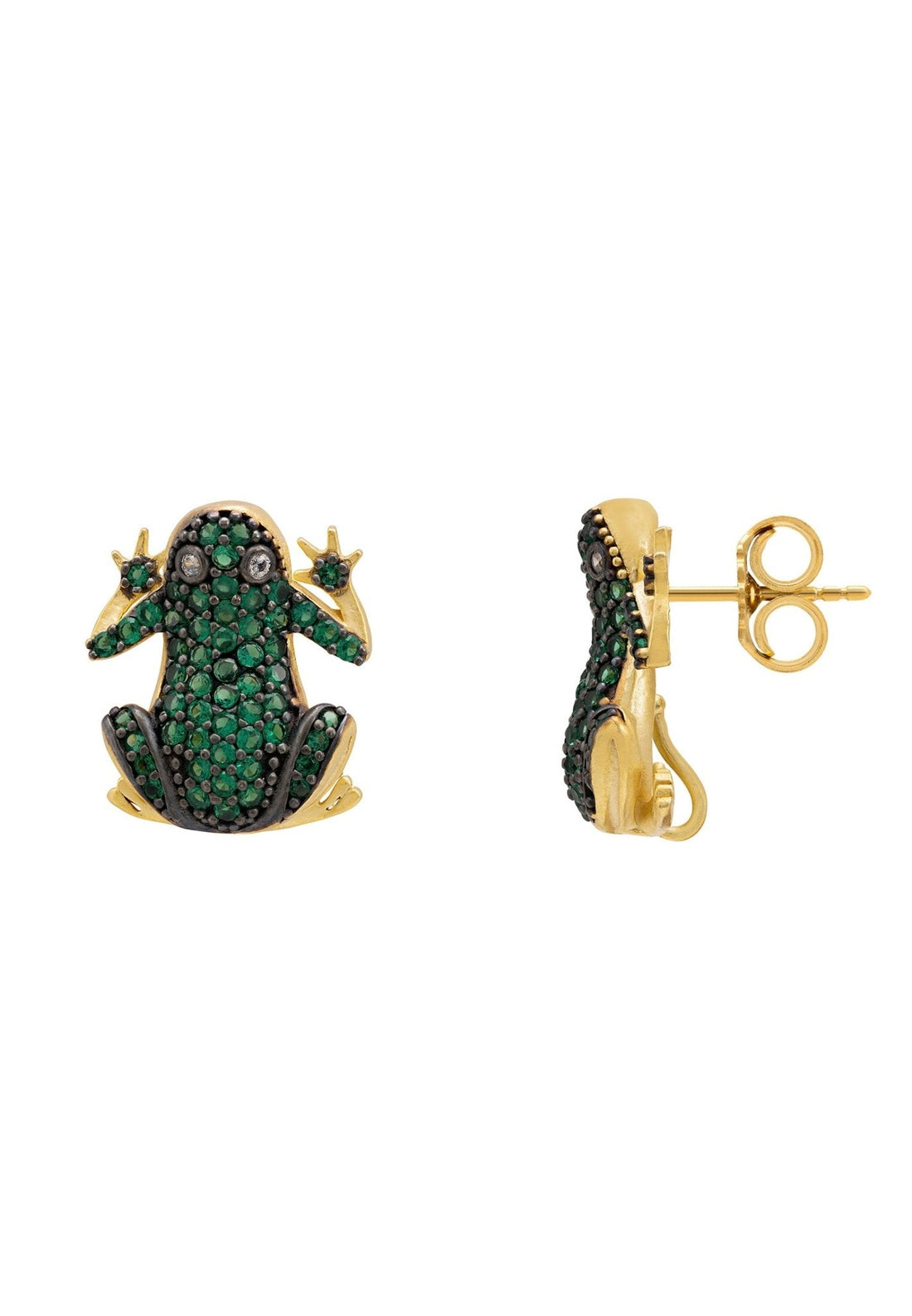 Leap Frog Stud Earrings Gold