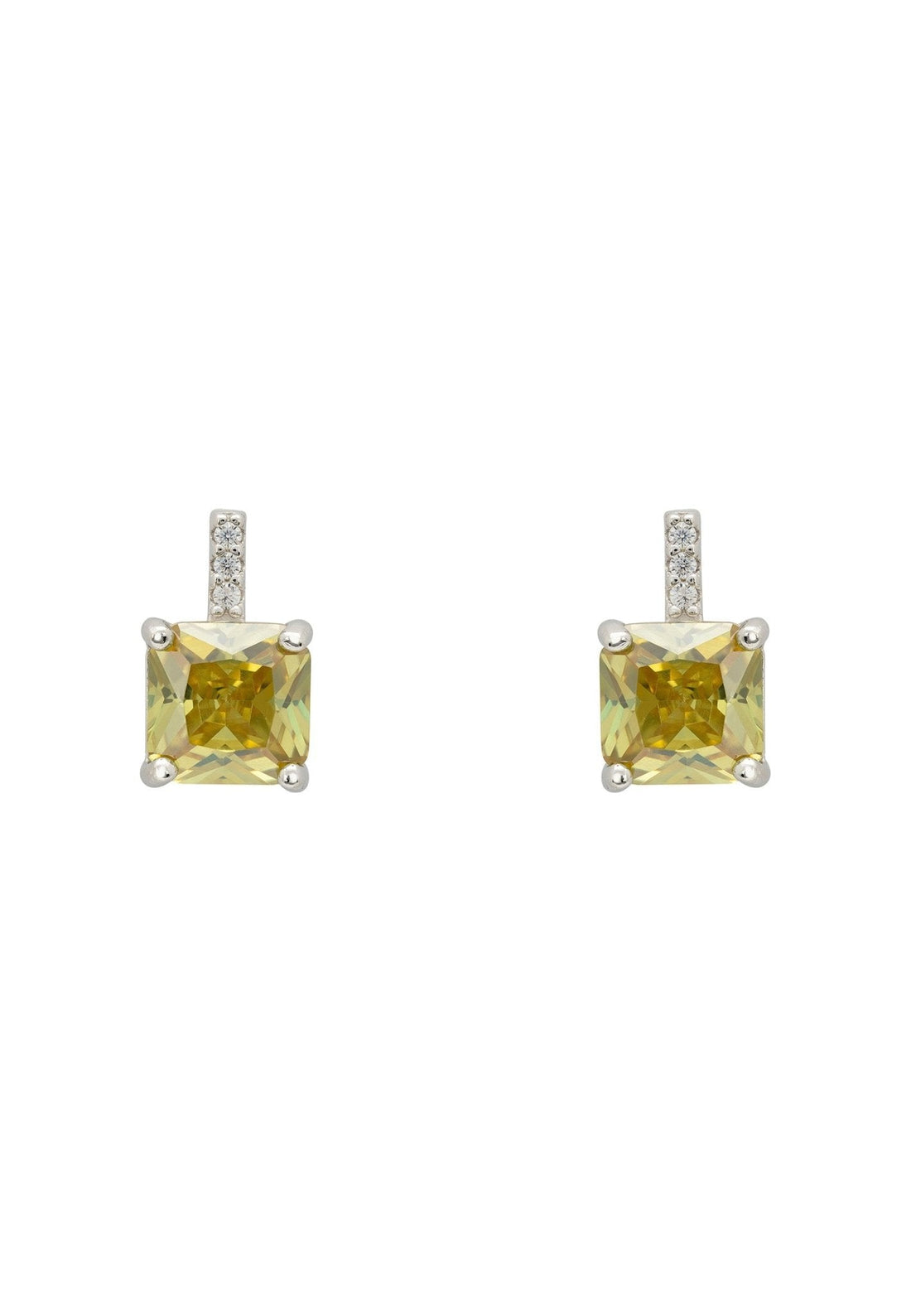 Aria Crystal Stud Earrings Peridot Green Silver