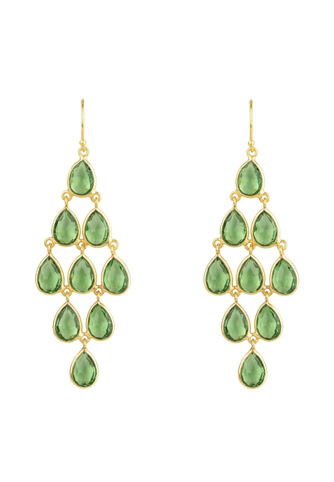 Erviola Gemstone Cascade Earrings Gold Peridot