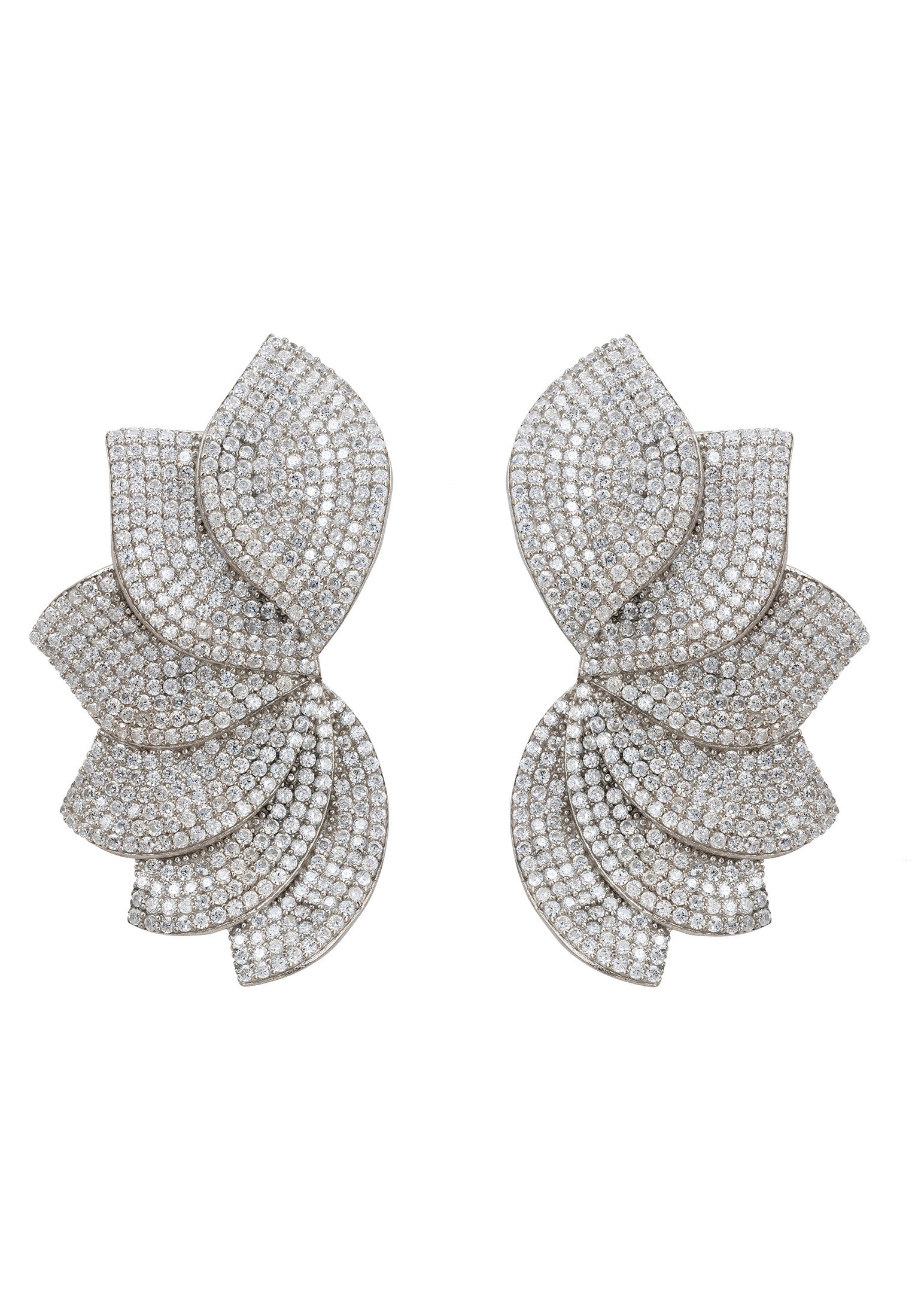 Tropicana Wave Earrings White Silver