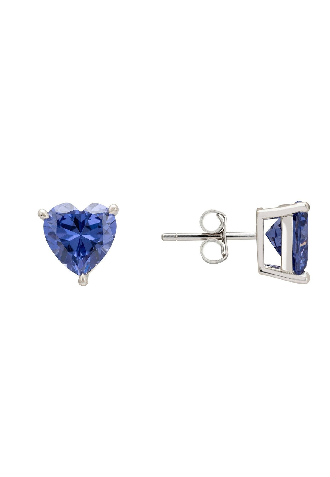 Amore Heart Stud Earrings Tanzanite Silver