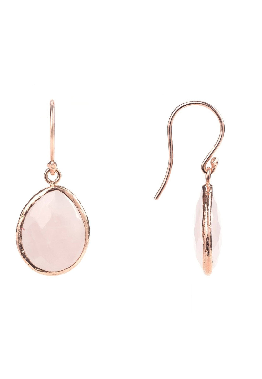 Petite Drop Earrings Rose Quartz Rosegold