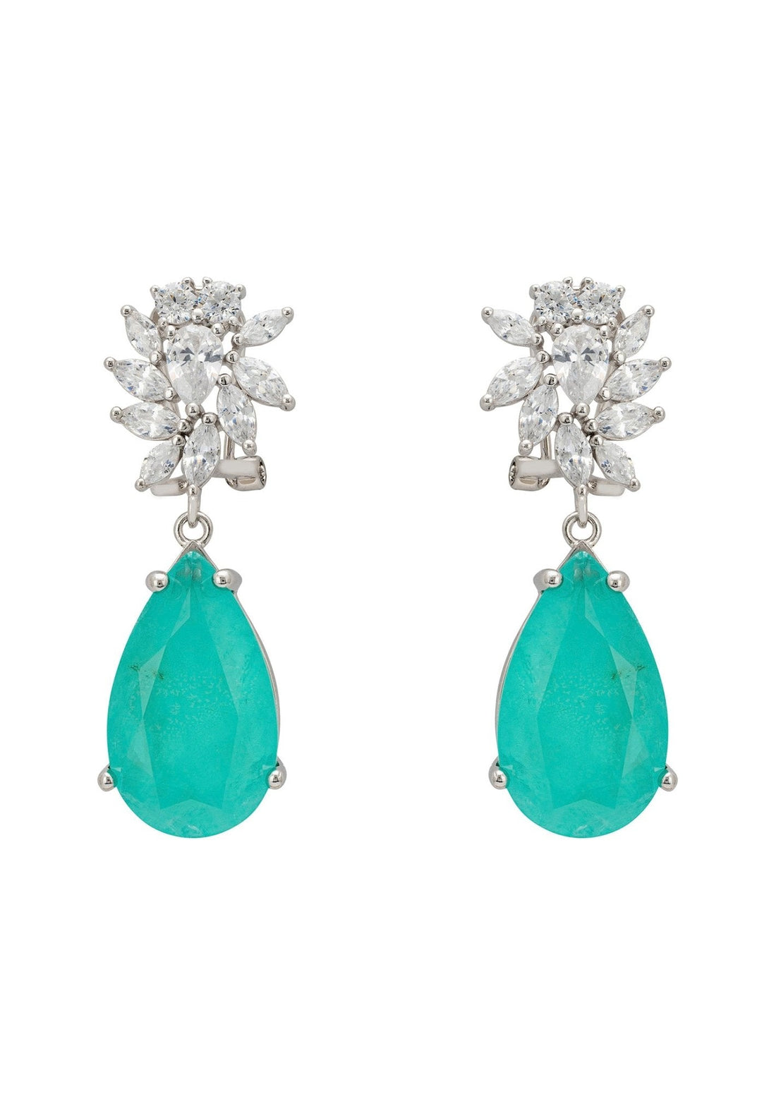 Marigold Flower Teardrop Earrings Paraiba Tourmaline Silver