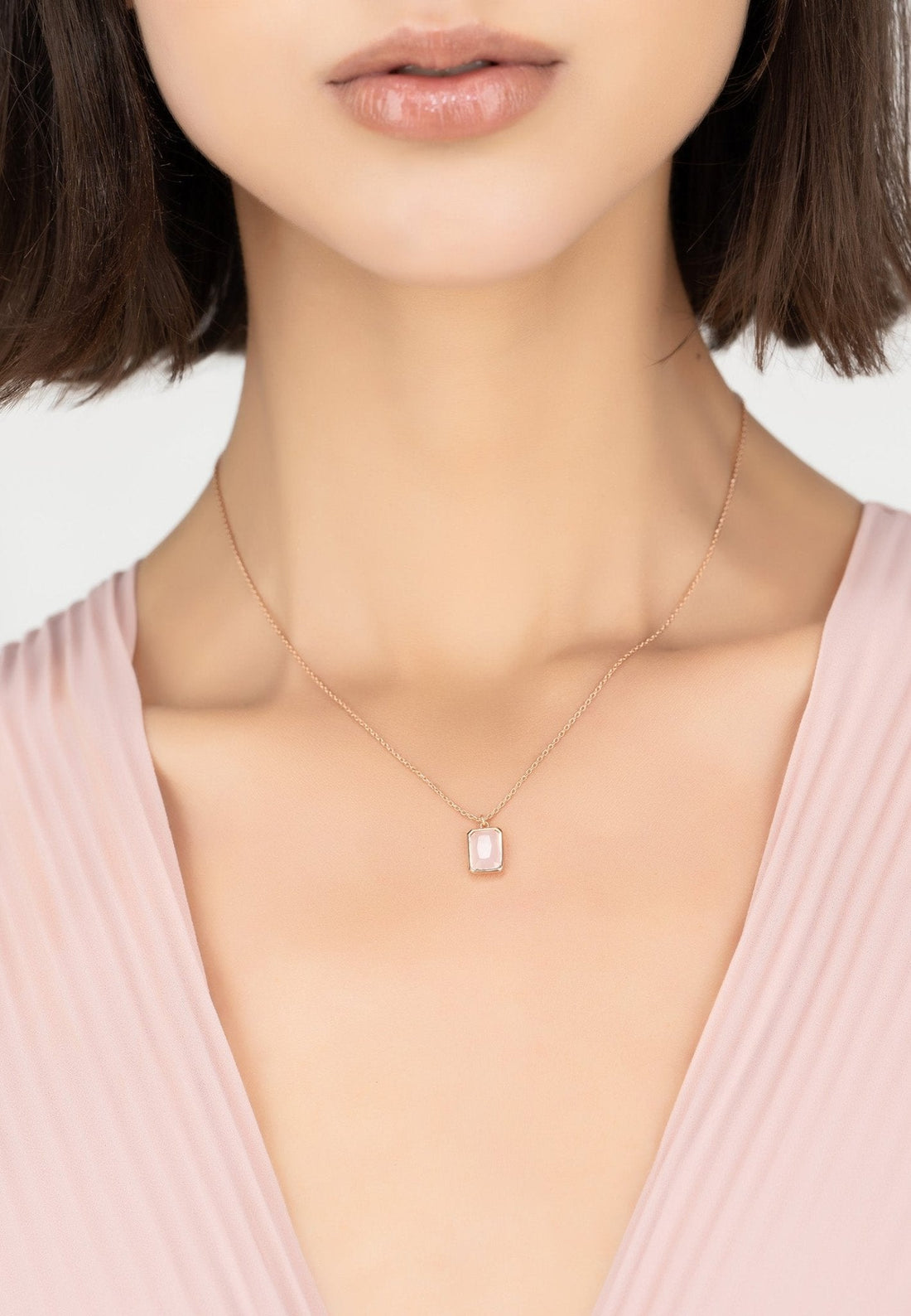 Portofino Necklace Rosegold Rose Quartz