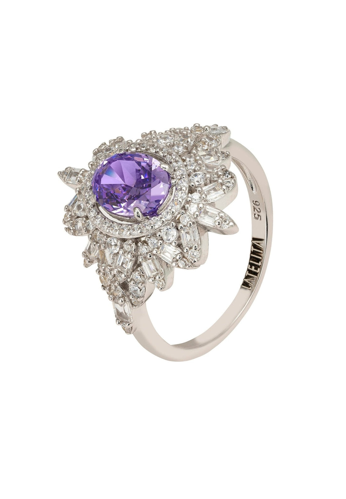 Arabesque Splendor Cocktail Ring Lilac Amethyst Silver