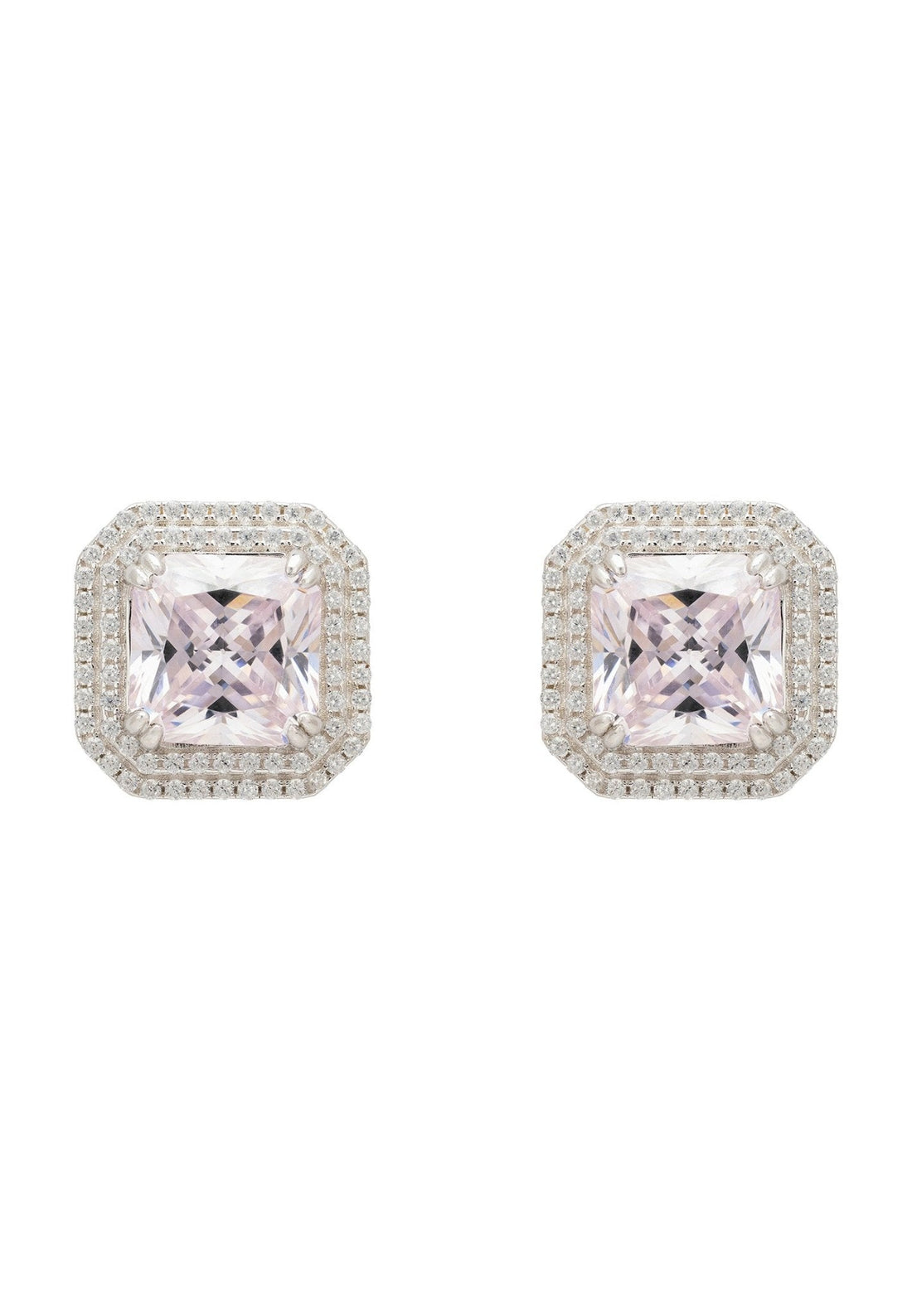 Arianna Morganite Stud Earrings Silver