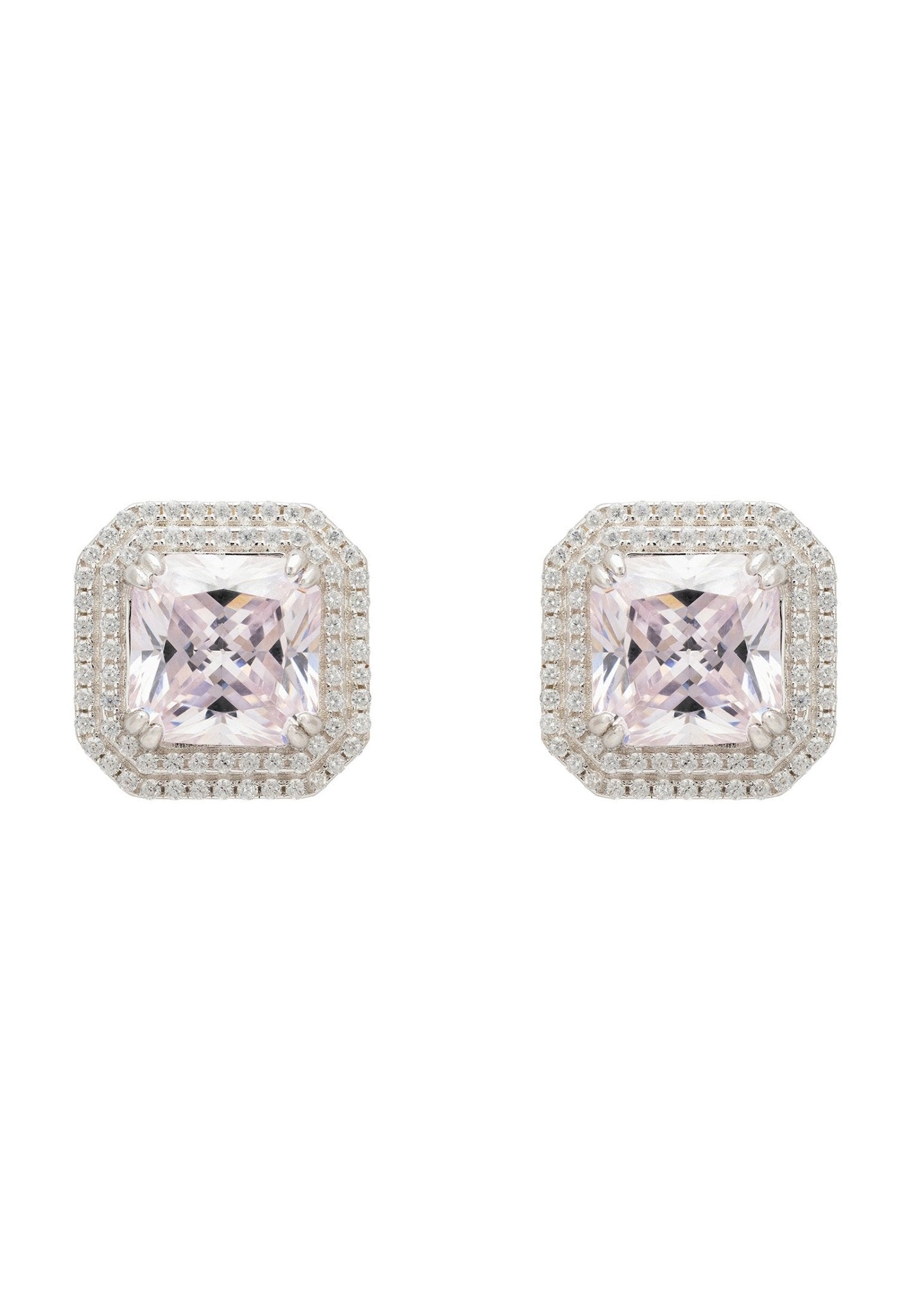 Arianna Morganite Stud Earrings Silver