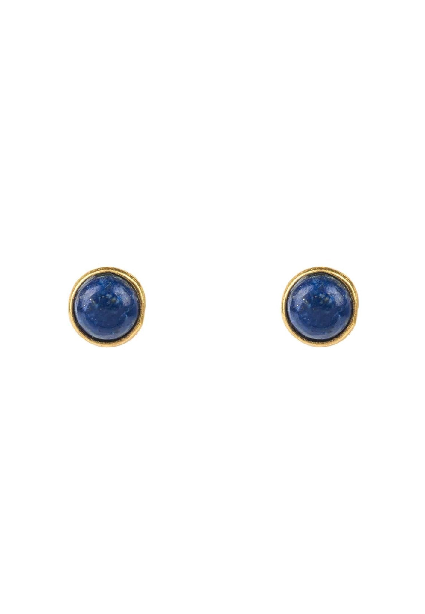 Petite Gemstone Earrings Gold Lapis Lazuli