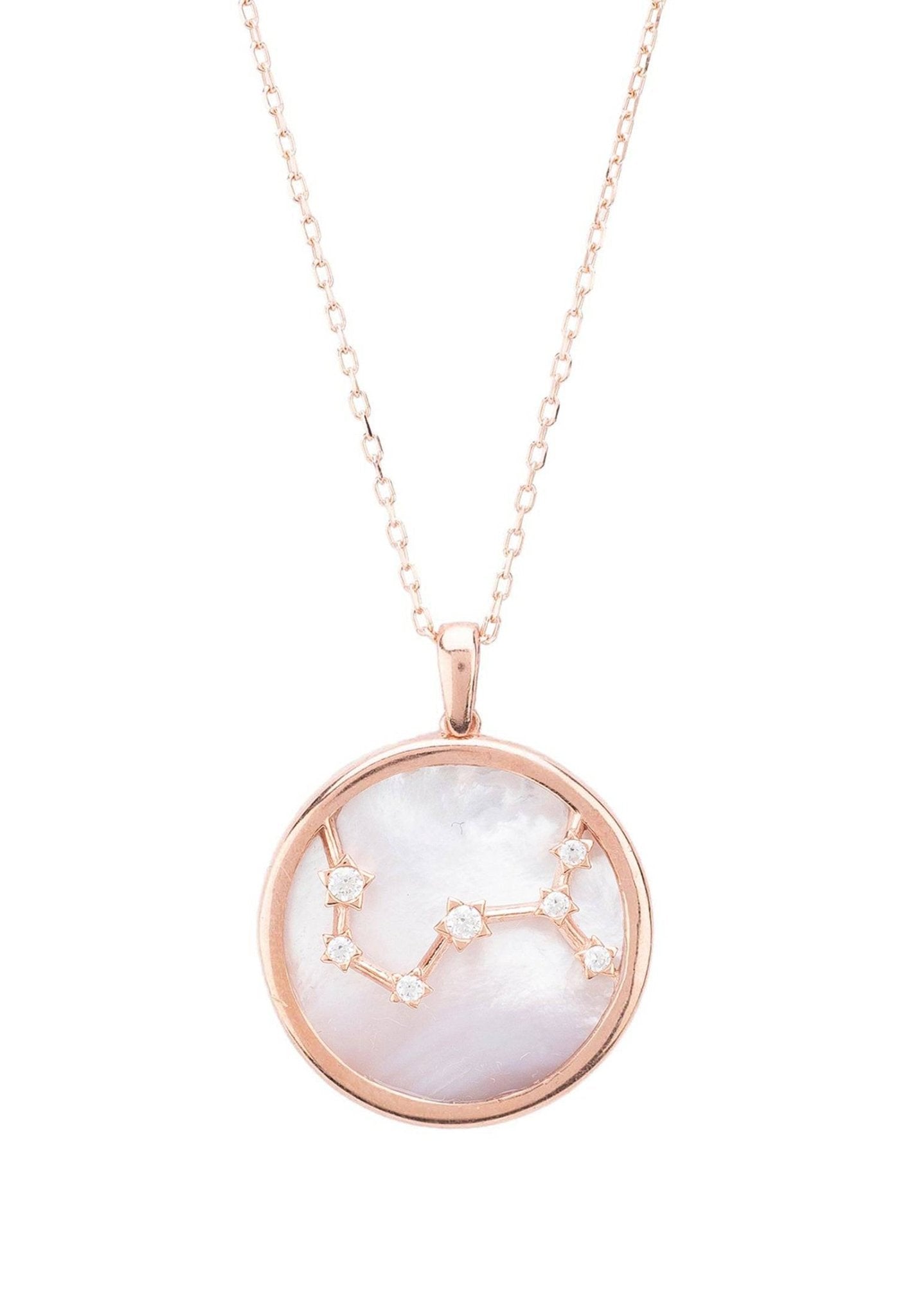 Zodiac Mother of Pearl Gemstone Star Constellation Pendant Necklace Scorpio