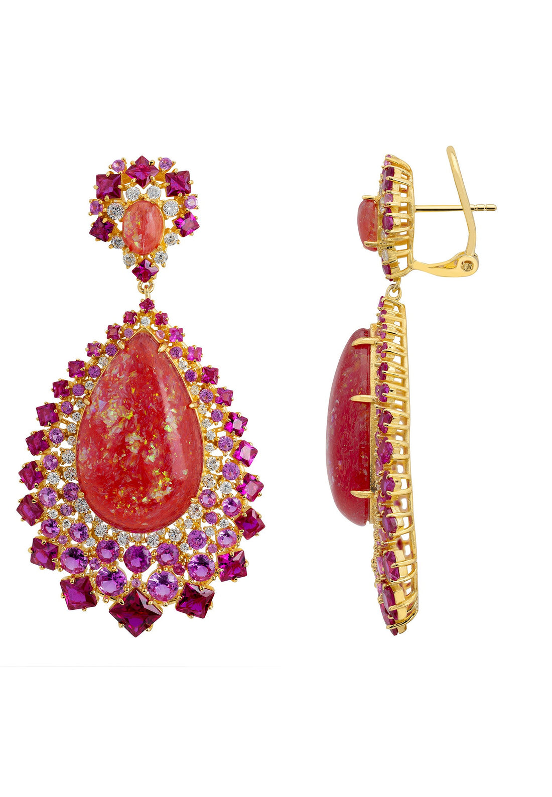 Gabriela Pink Opal Drop Earrings Gold