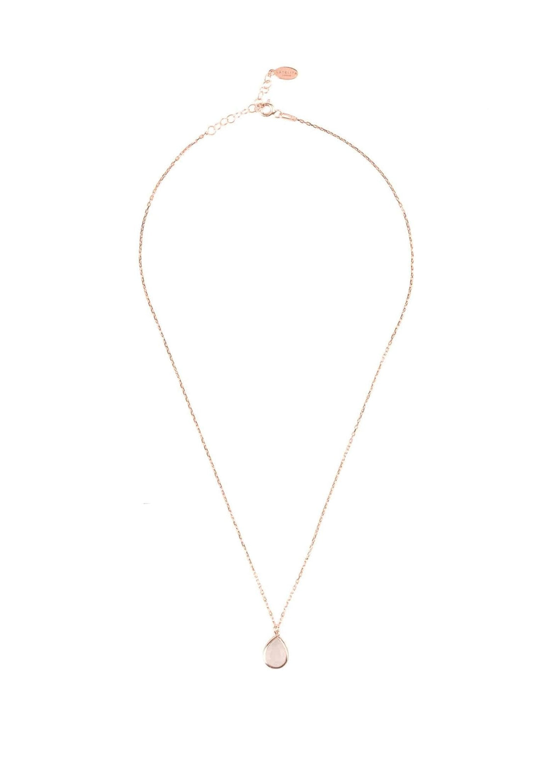 Pisa Mini Teardrop Necklace Rosegold Rose Quartz