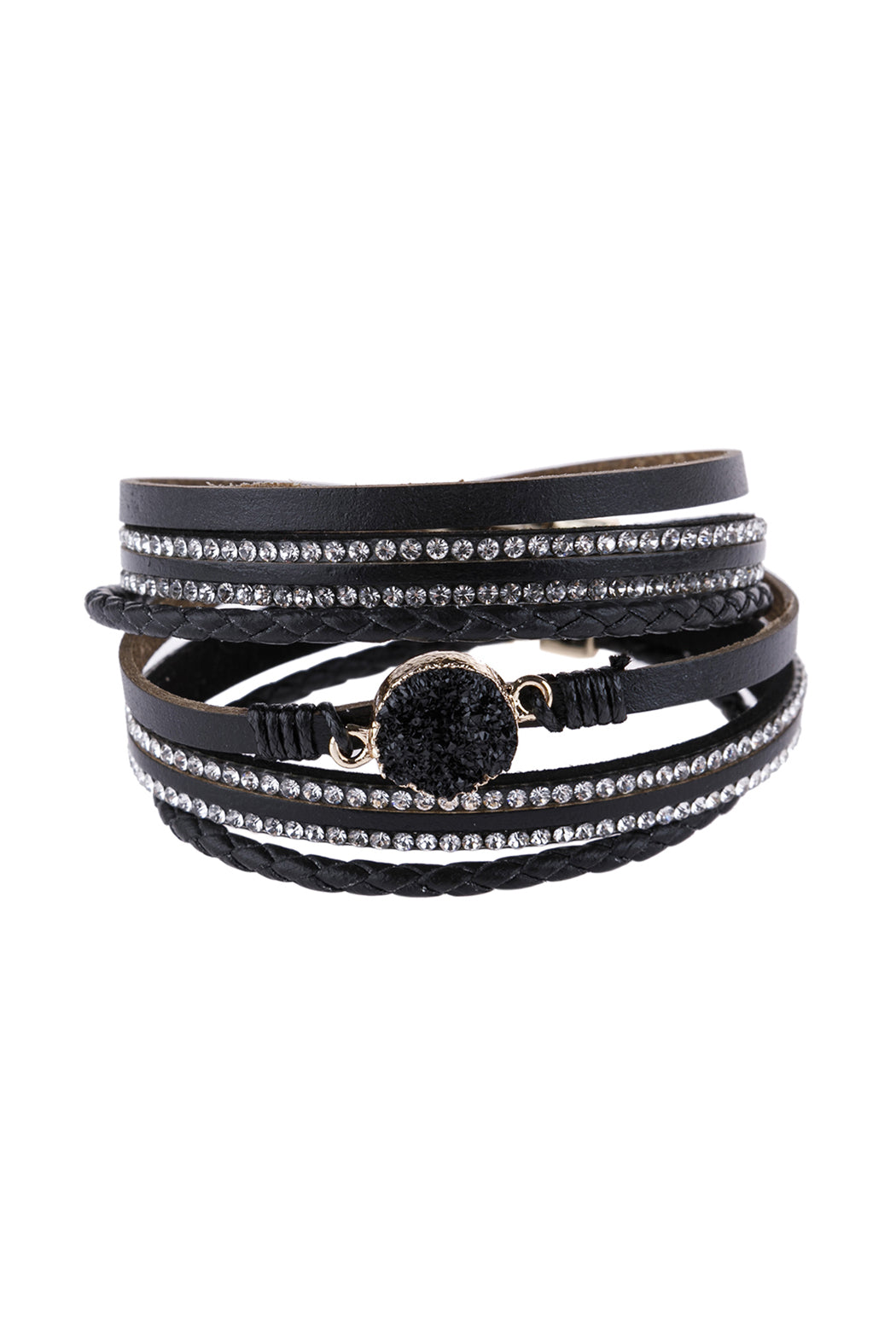 Rhinestone Encrusted Druzy Wrap Bracelet