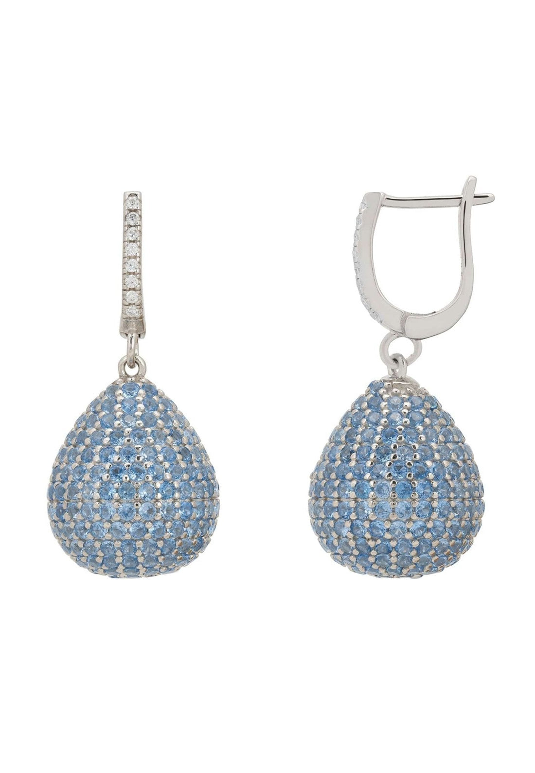 Valerie Pear Drop Gemstone Earrings Silver Ice Blue