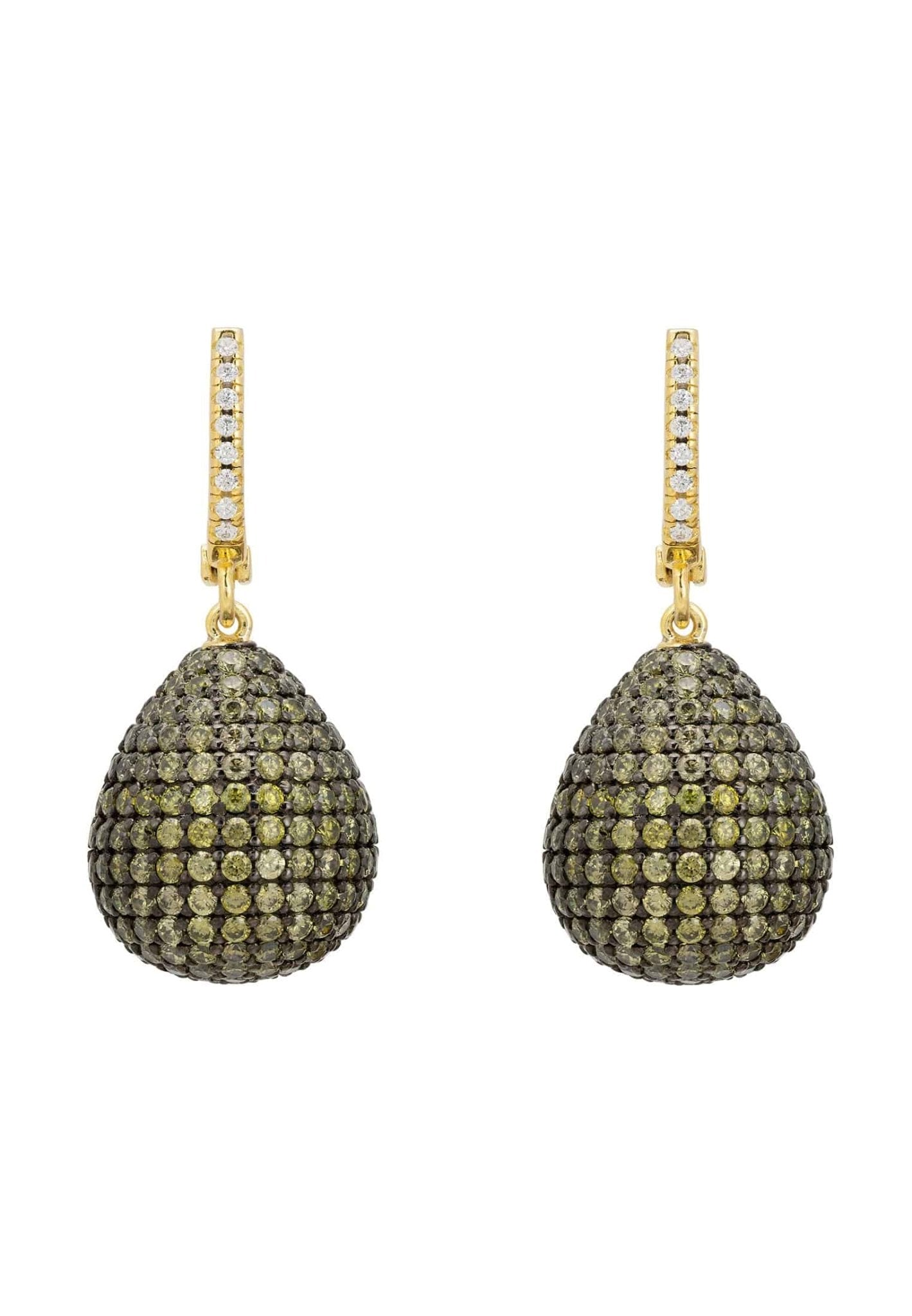 Valerie Pear Drop Gemstone Earrings Gold Peridot