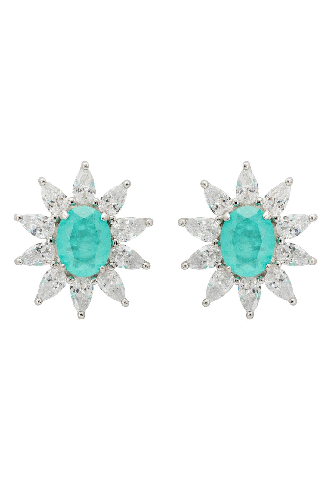 Daisy Gemstone Stud Earrings Paraiba Tourmaline Silver