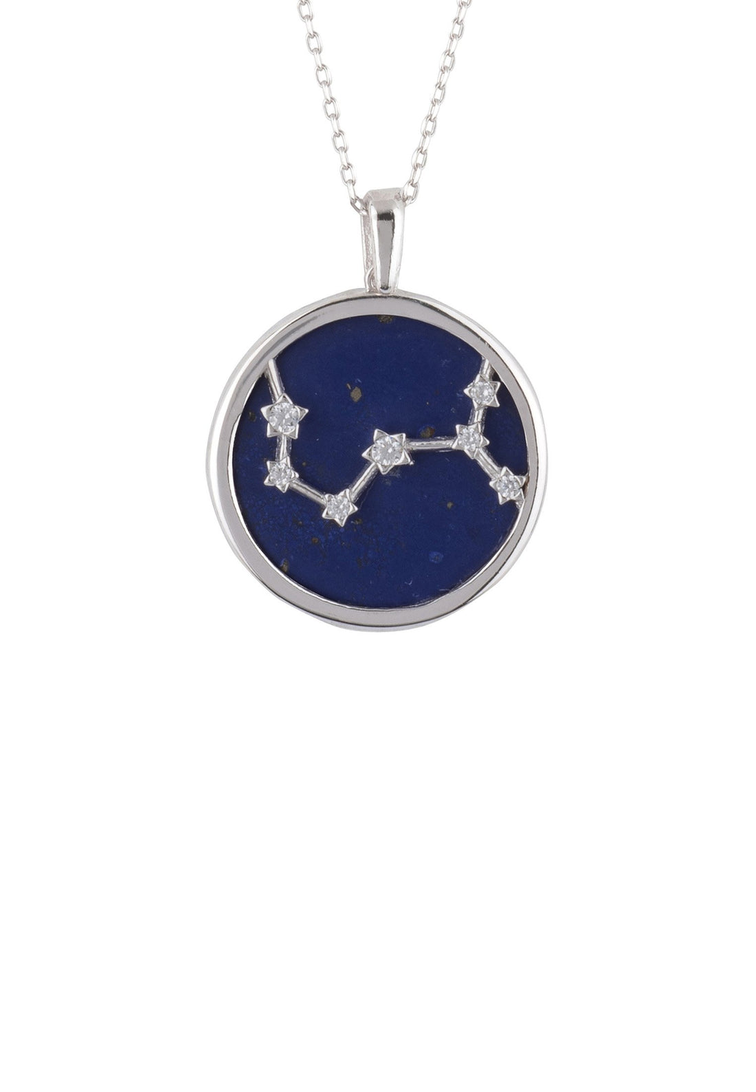 Zodiac Lapis Lazuli Gemstone Star Constellation Pendant Necklace Silver Scorpio