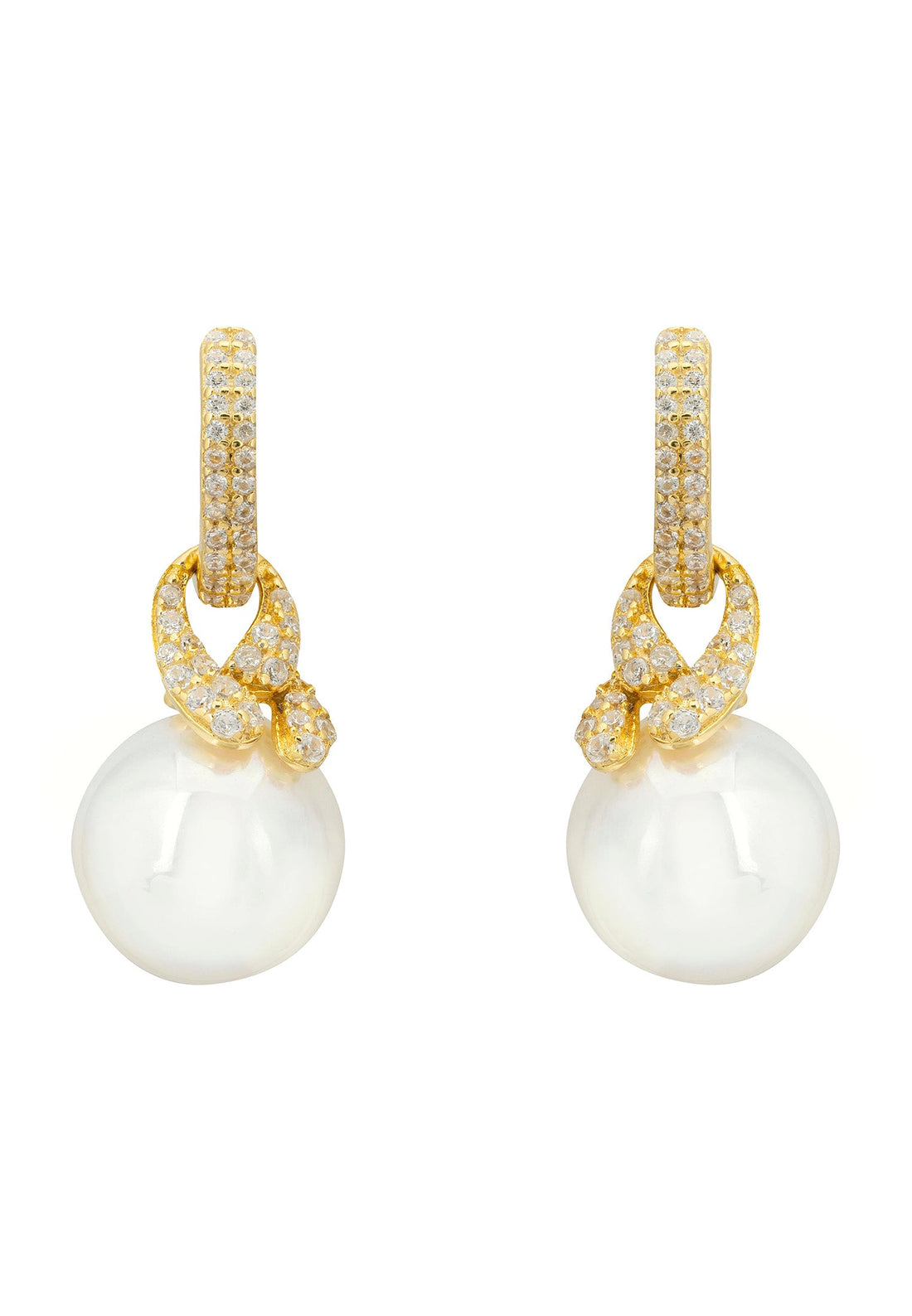 Tie the Knot Drop Pearl Earrings Gold