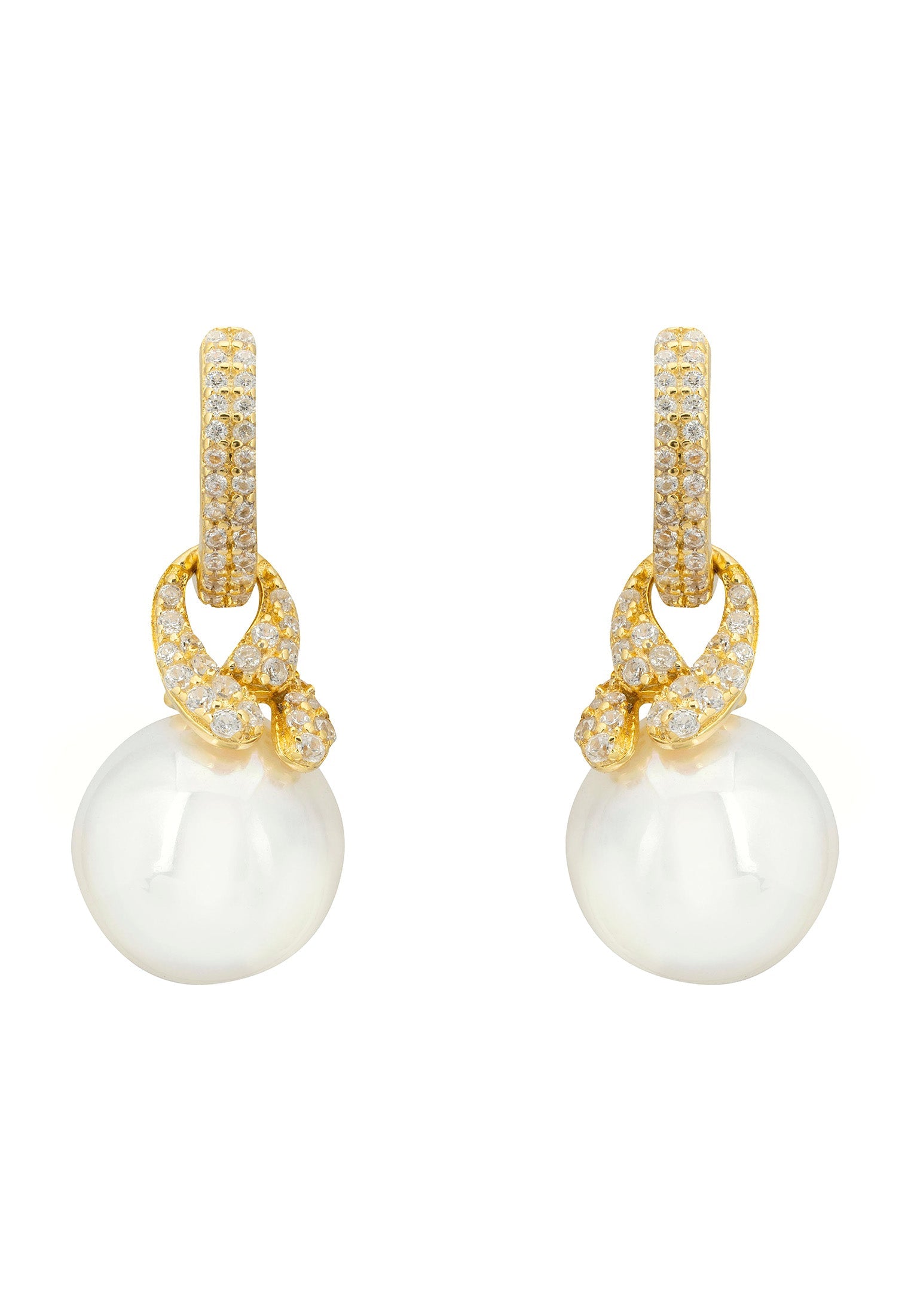 Tie the Knot Drop Pearl Earrings Gold