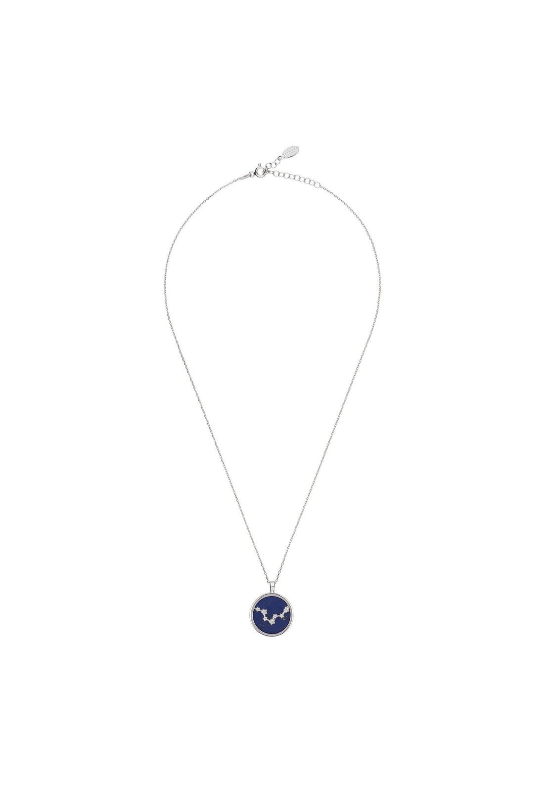 Zodiac Lapis Lazuli Gemstone Star Constellation Pendant Necklace Silver Pisces