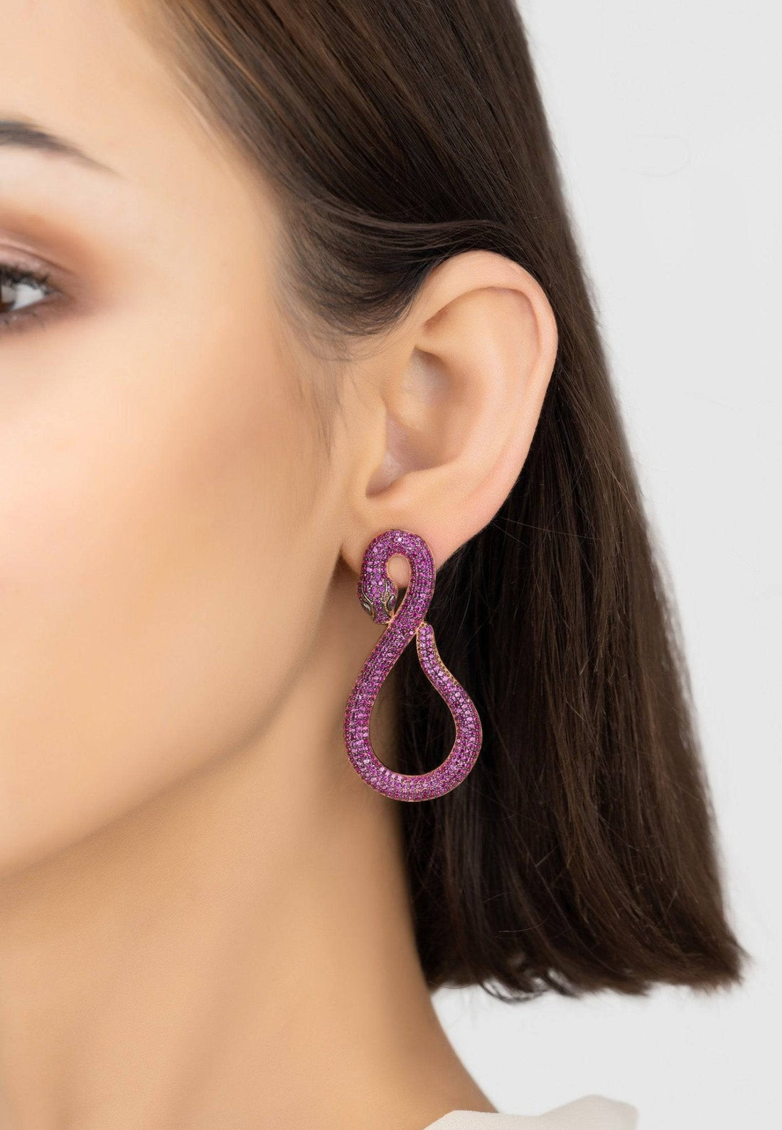 Asp Snake Drop Earrings Rosegold Ruby