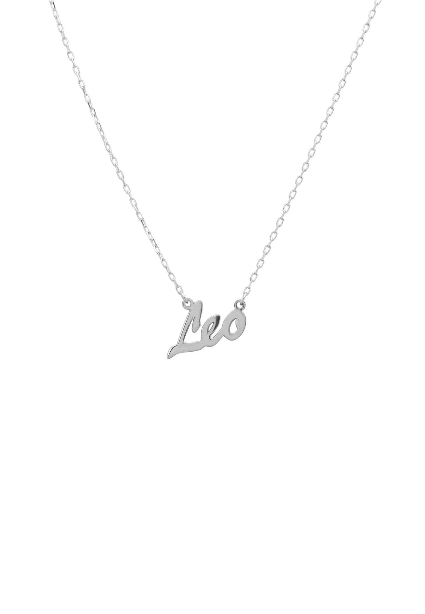 Zodiac Star Sign Name Necklace Silver Leo