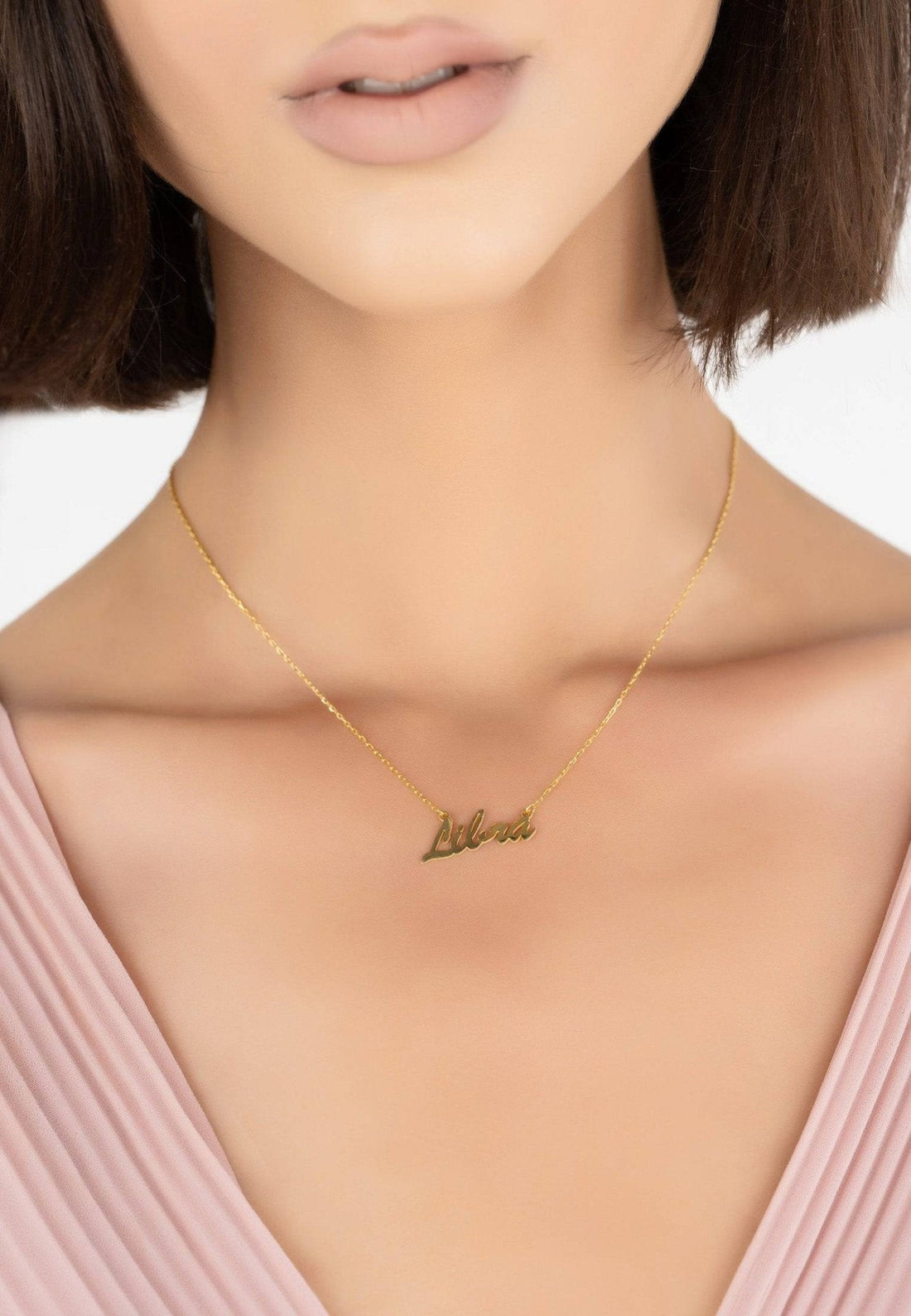 Zodiac Star Sign Name Necklace Gold Libra