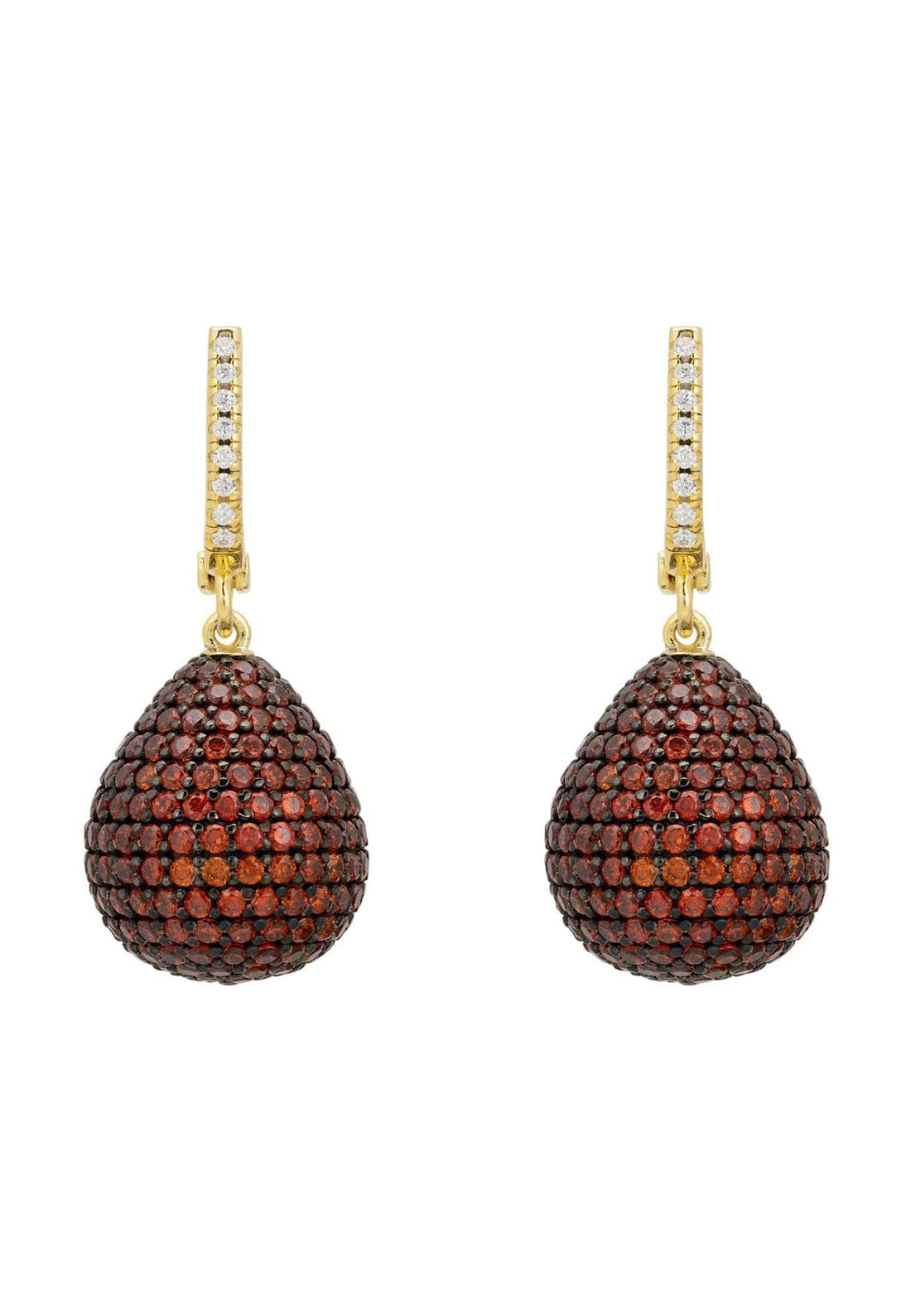 Valerie Pear Drop Gemstone Earrings Gold Burnt Orange