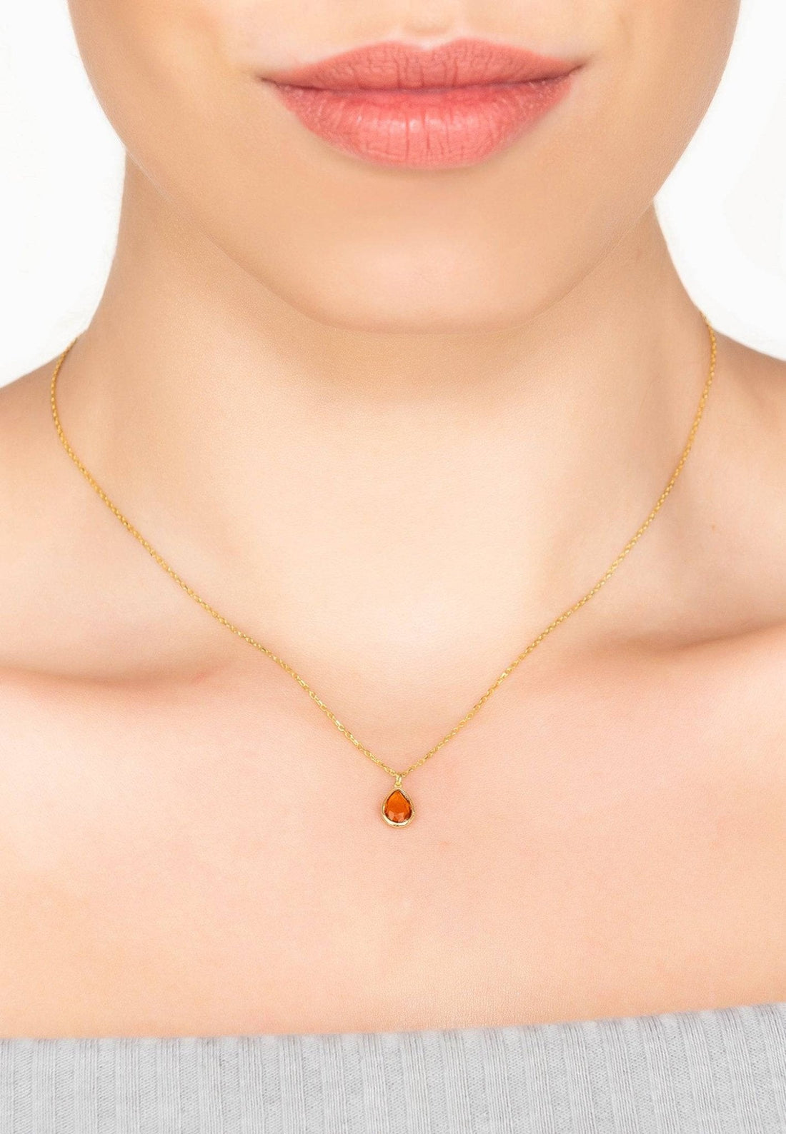 Pisa Mini Teardrop Necklace Gold Citrine