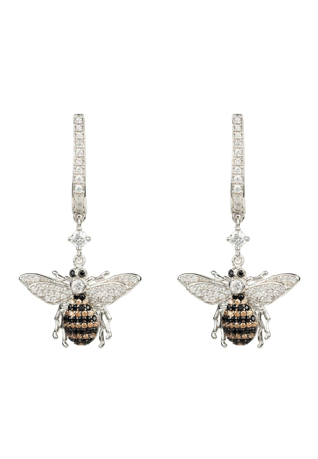 Honey Bee Drop Earrings Silver