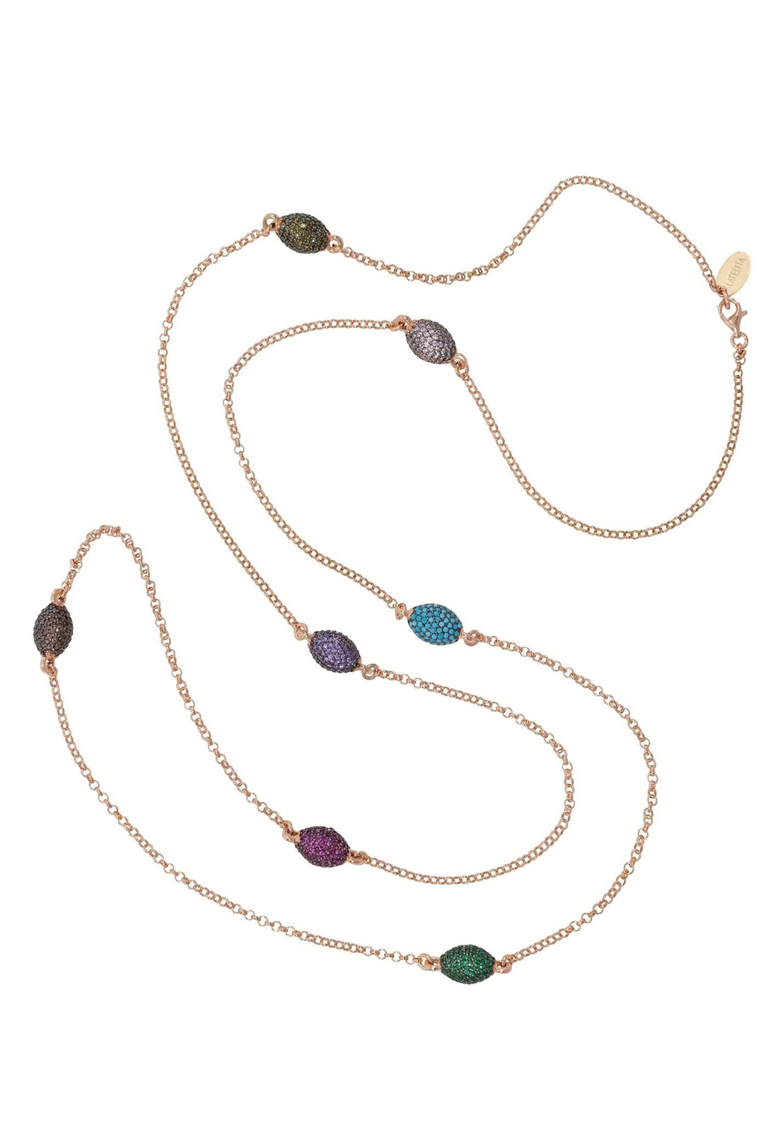 Rococo Rainbow Long Necklace Rosegold