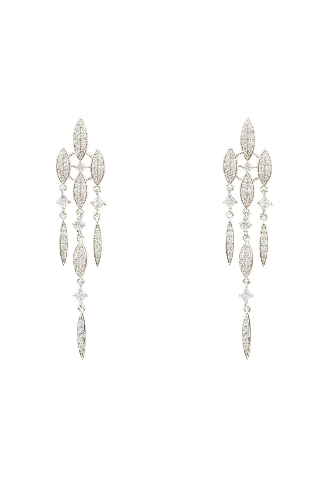 Valencia Statement Drop Earring White Cz Silver