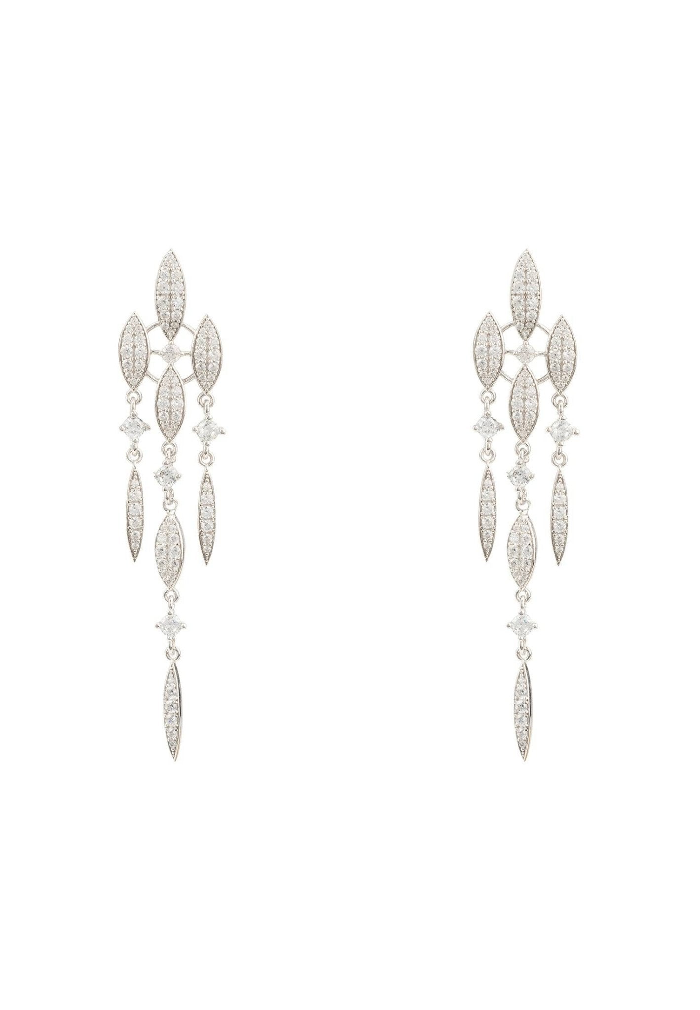 Valencia Statement Drop Earring White Cz Silver