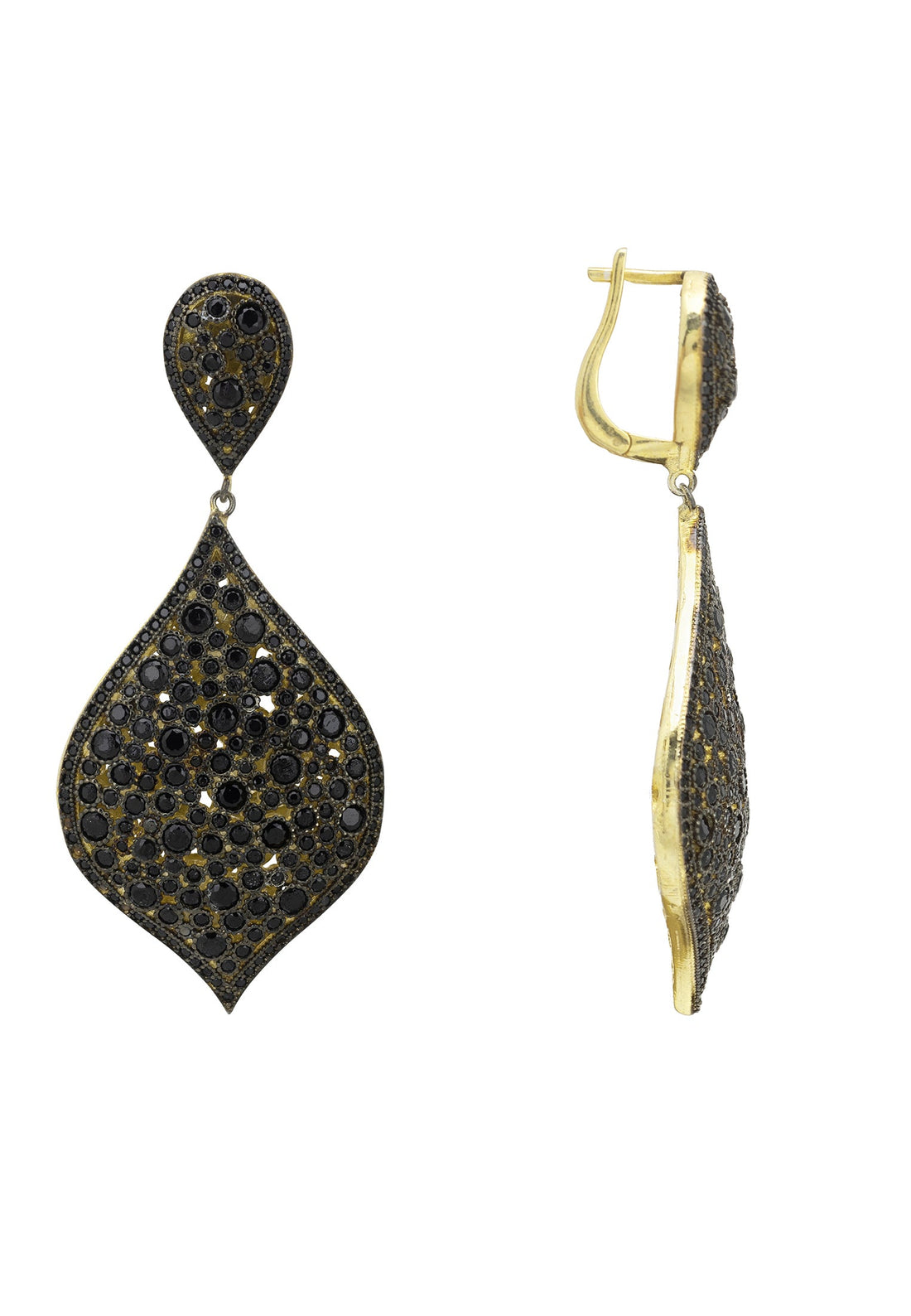 Arabian Nights Drop Earrings Black Gold