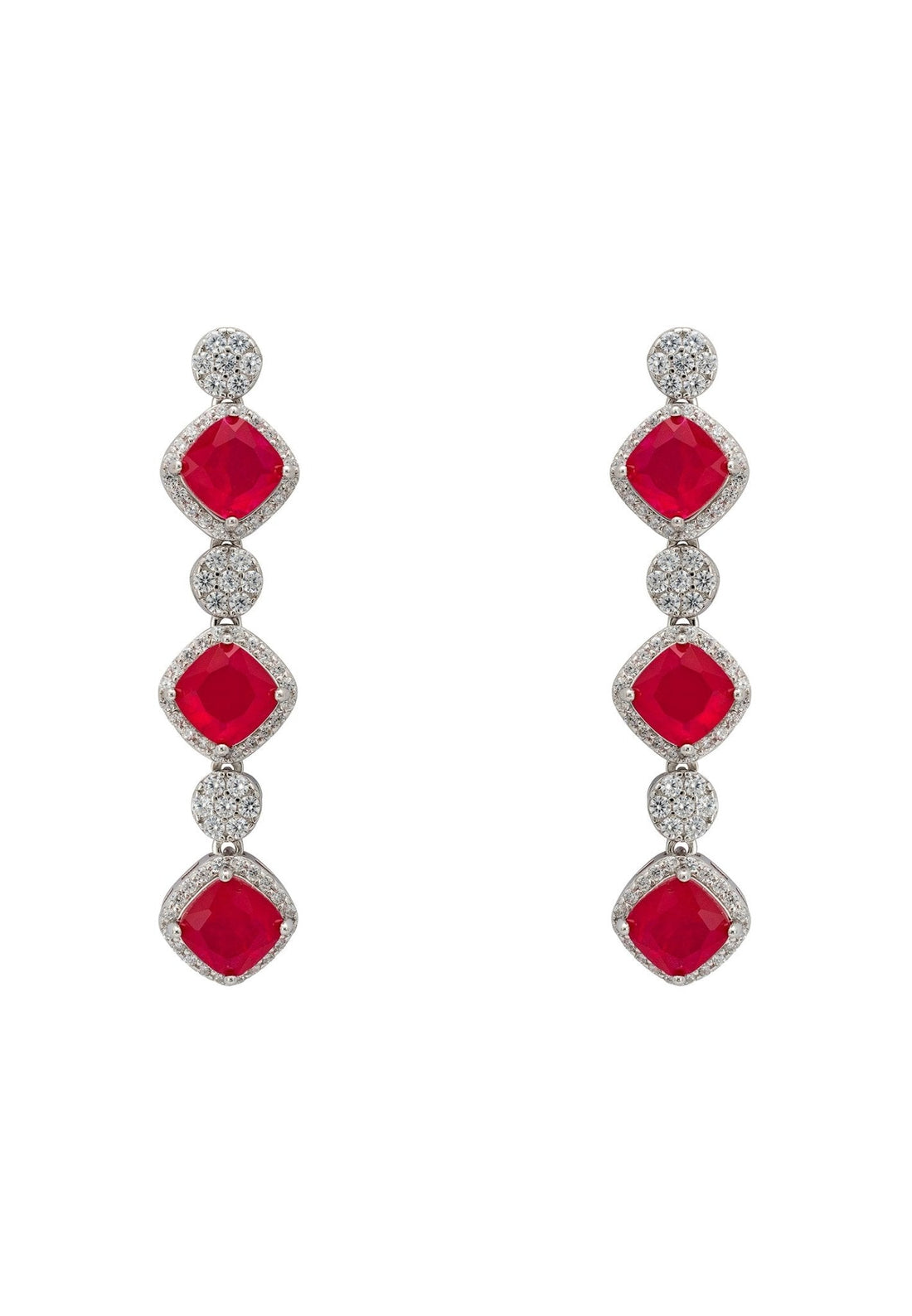 Elena Drop Earrings Pink Tourmaline Silver