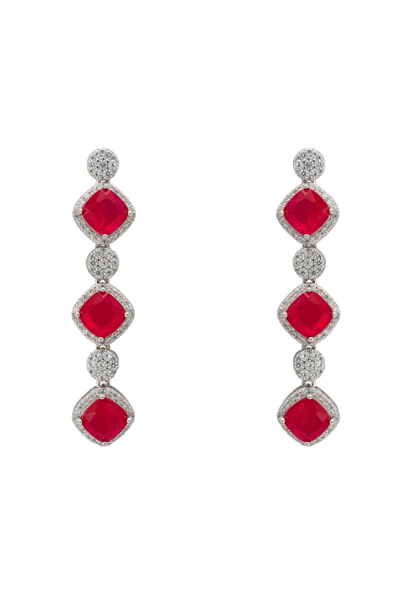 Elena Drop Earrings Pink Tourmaline Silver