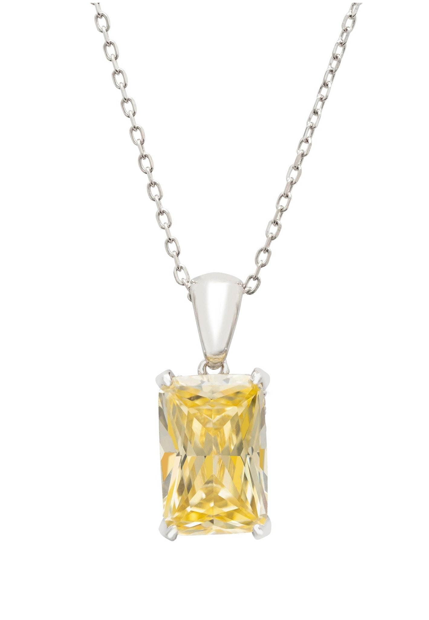 Alexandra Rectangle Gemstone Necklace Silver Yellow Topaz