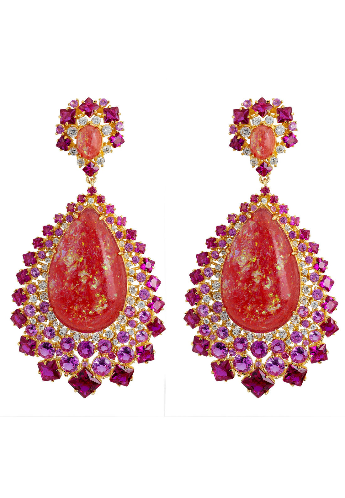 Gabriela Pink Opal Drop Earrings Gold