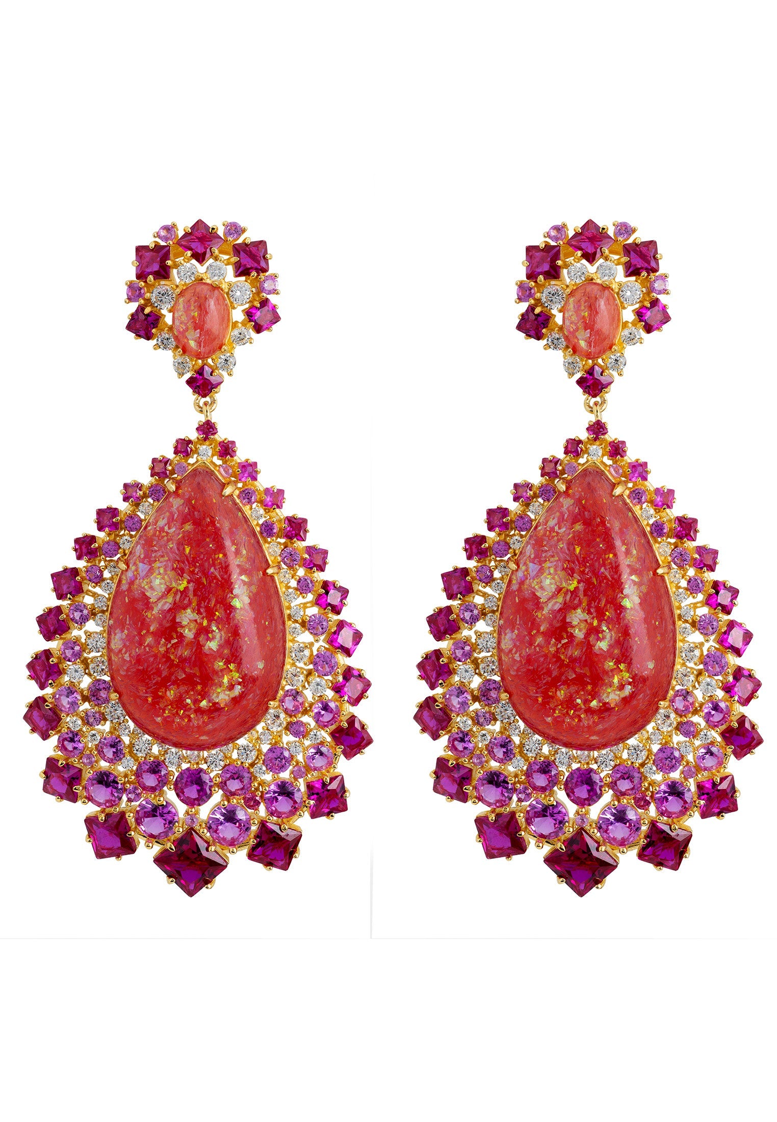 Gabriela Pink Opal Drop Earrings Gold