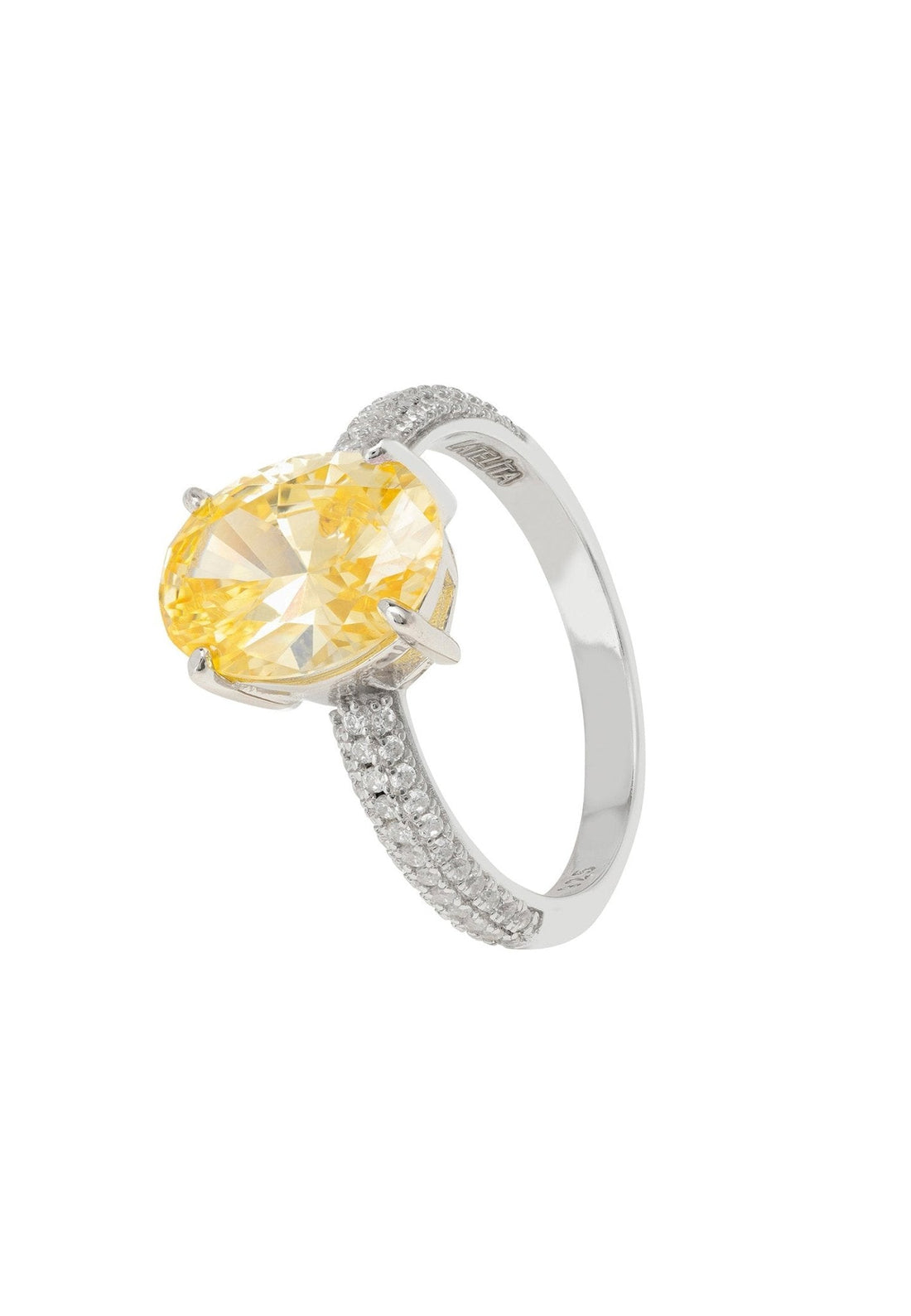 Alexandra Oval Cocktail Ring Lemon Topaz Silver