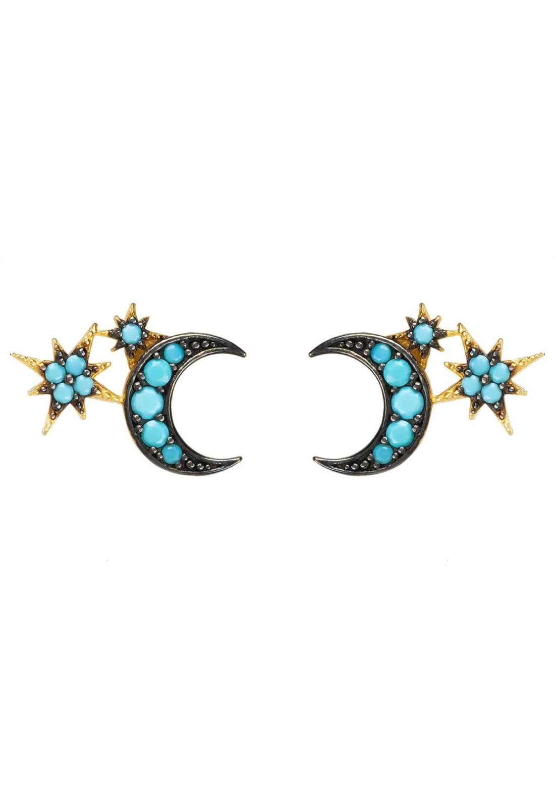 Moon and Starburst Mini Earrings Turquoise