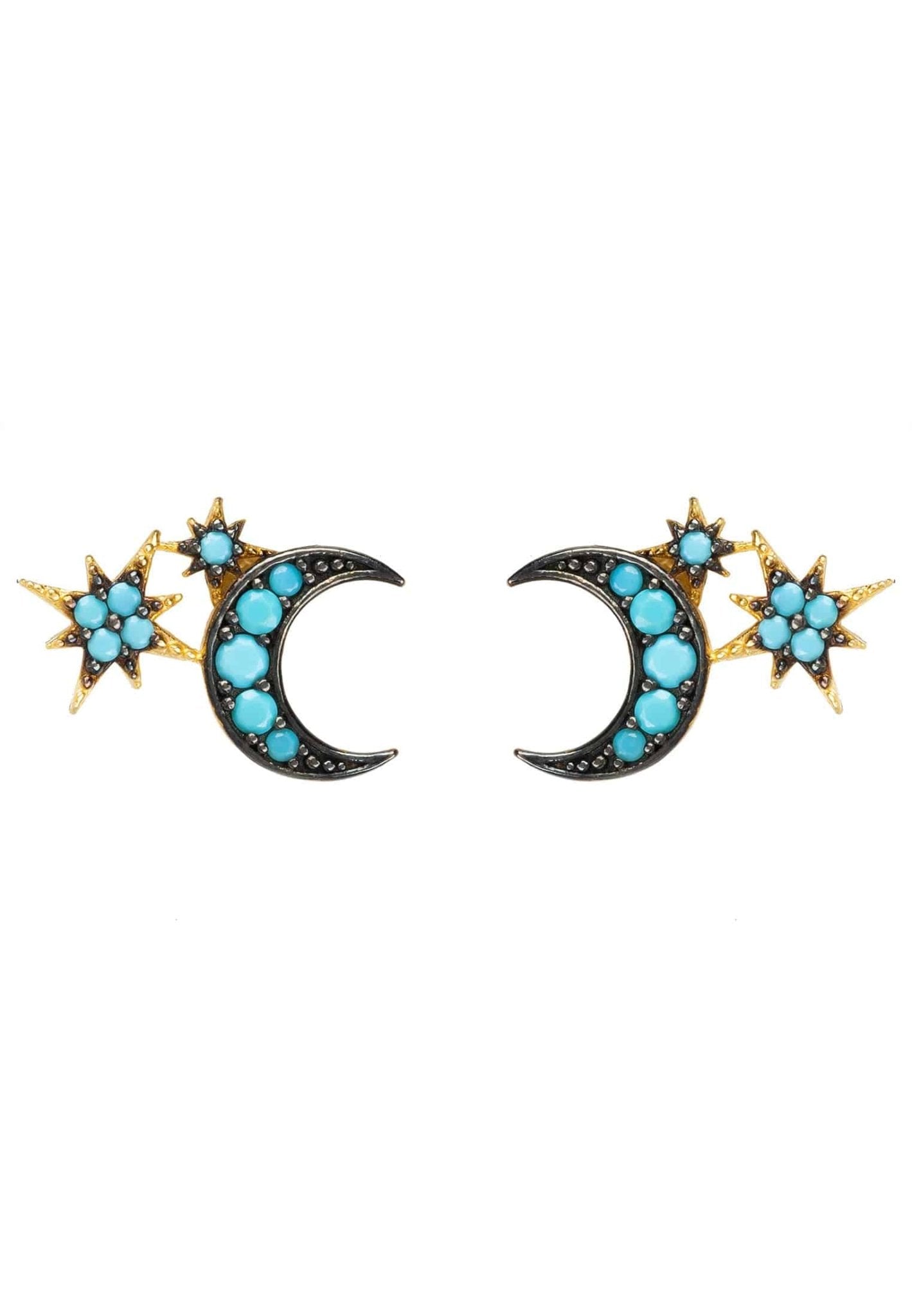 Moon and Starburst Mini Earrings Turquoise