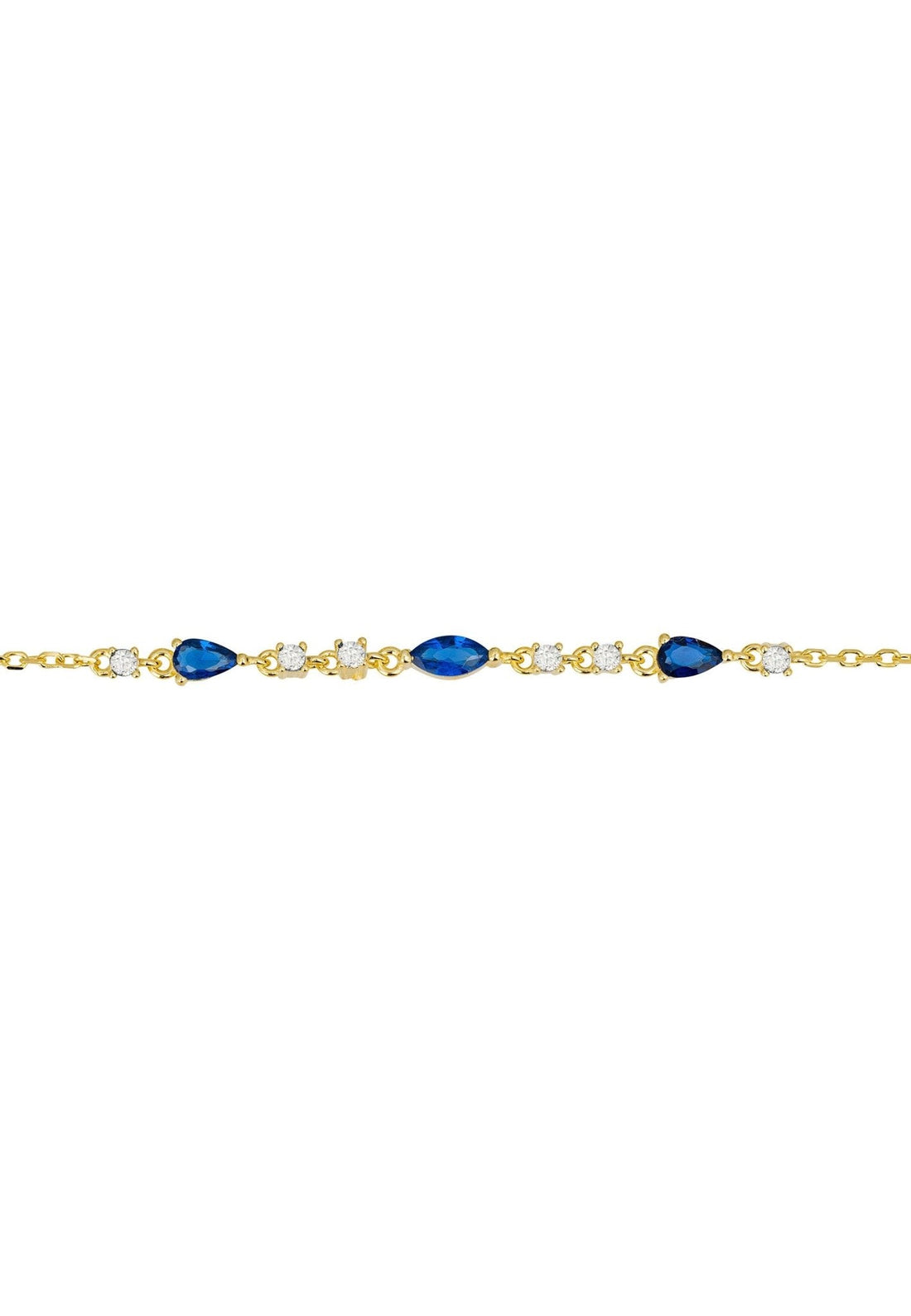 Olivia Gemstone Bracelets Gold Sapphire & White Cz