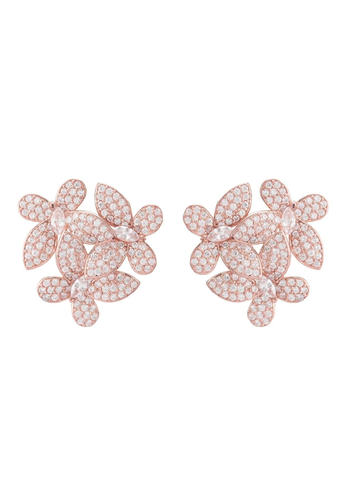 Flowers Large Stud Earrings Rosegold