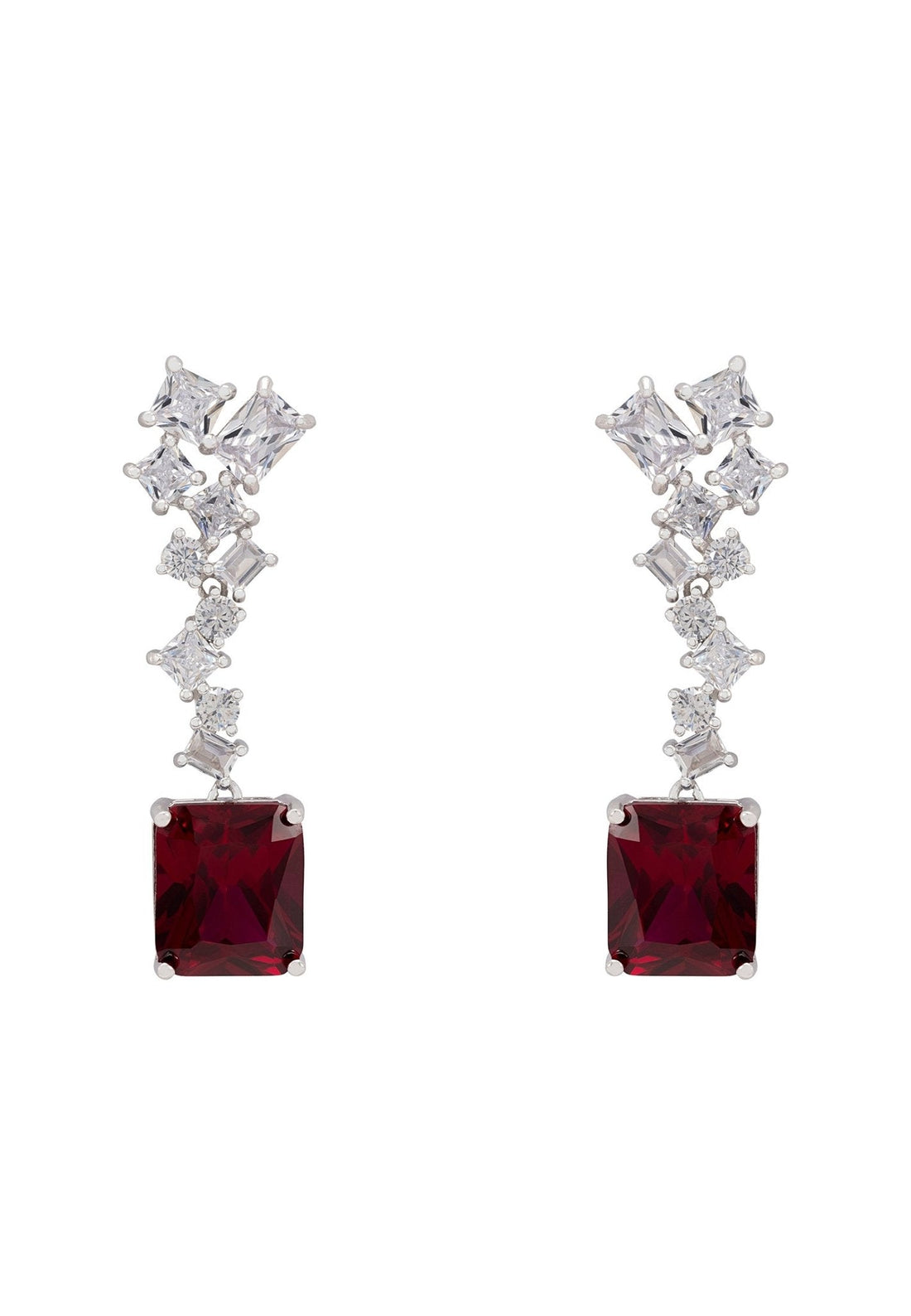 Diana Ruby Drop Earrings Silver